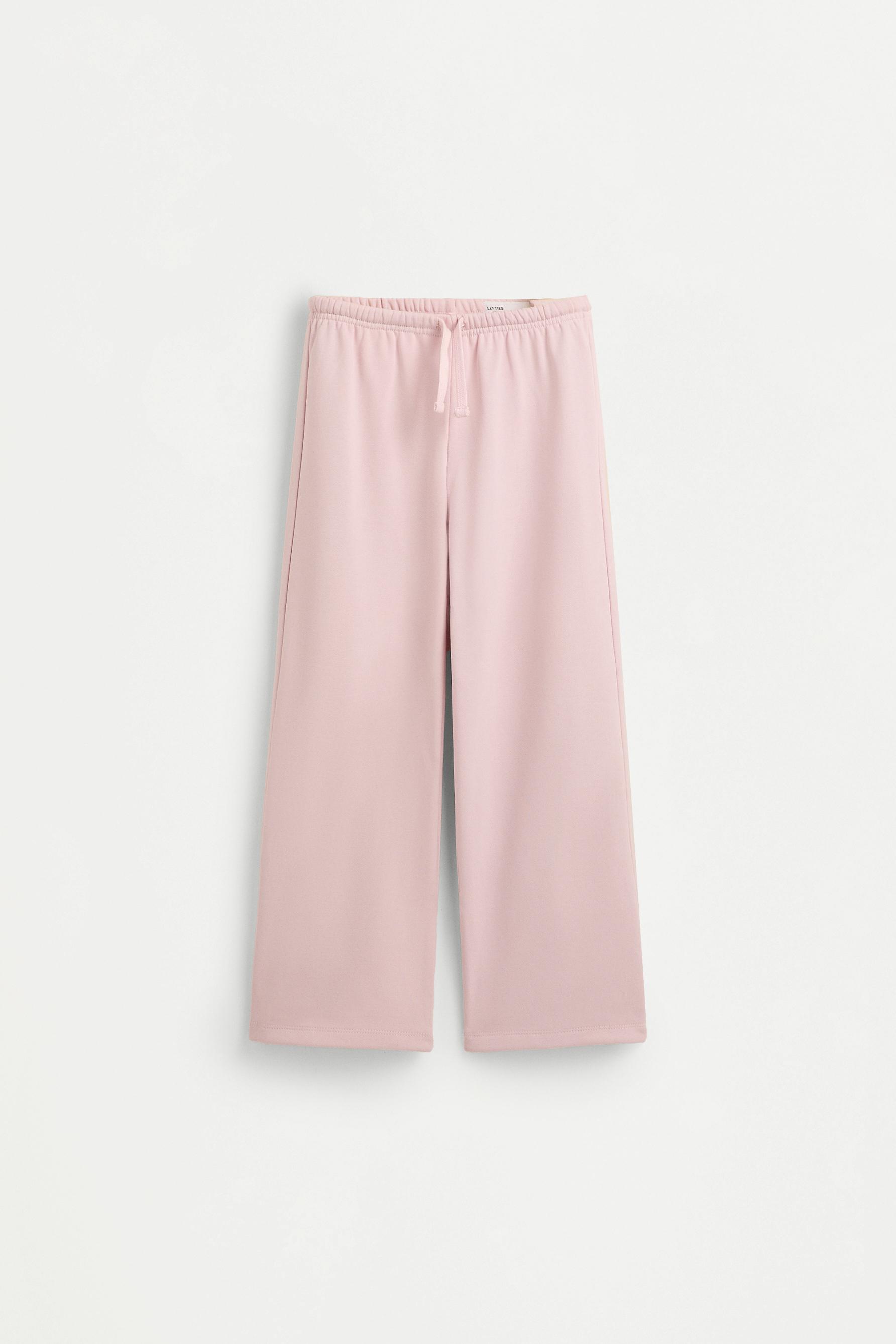 Wide-leg plush trousers — PASTEL PINK