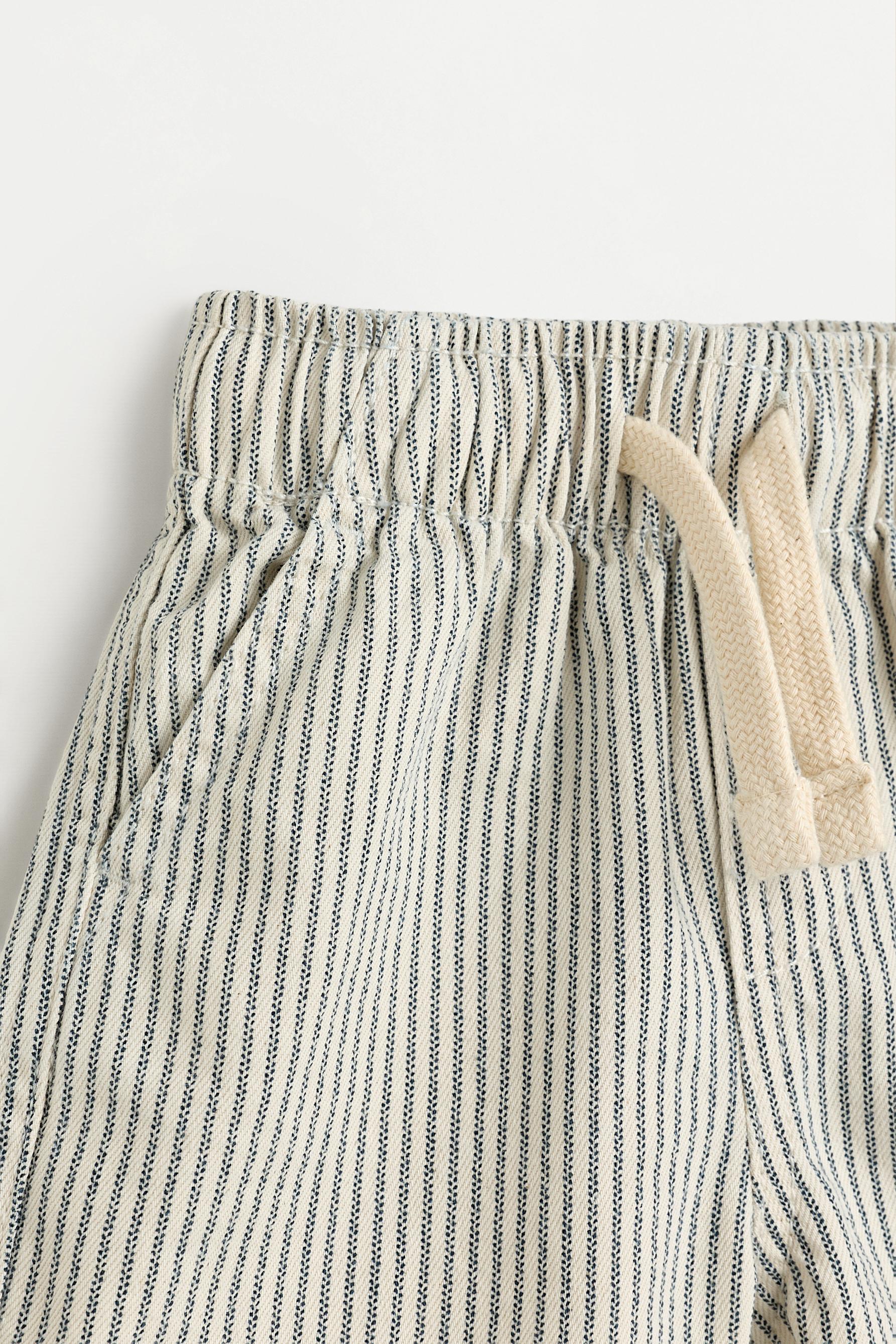 Striped denim jogger Bermuda shorts — BLUE TONES