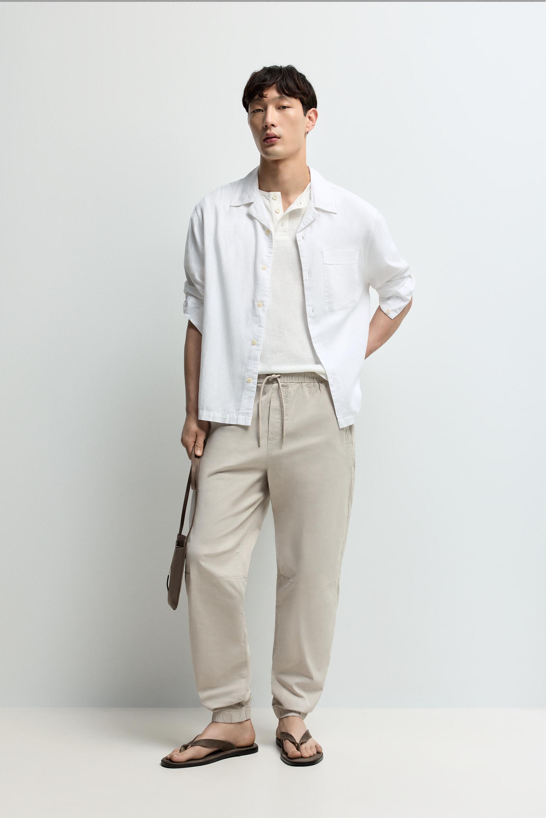 Elastic hem joggers — GREY