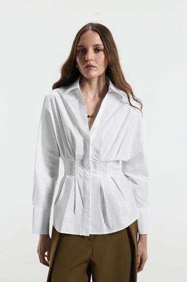 Pleated waist shirt — WHITE 1