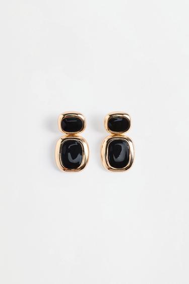 Resin oval earrings — GOLD BLACK 2
