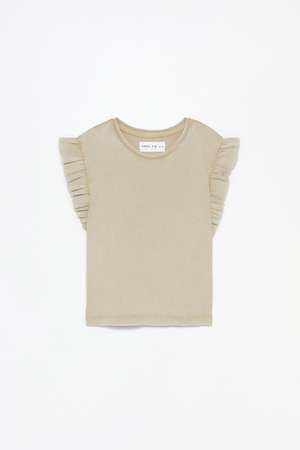 Ribbed t-shirt with ruffles