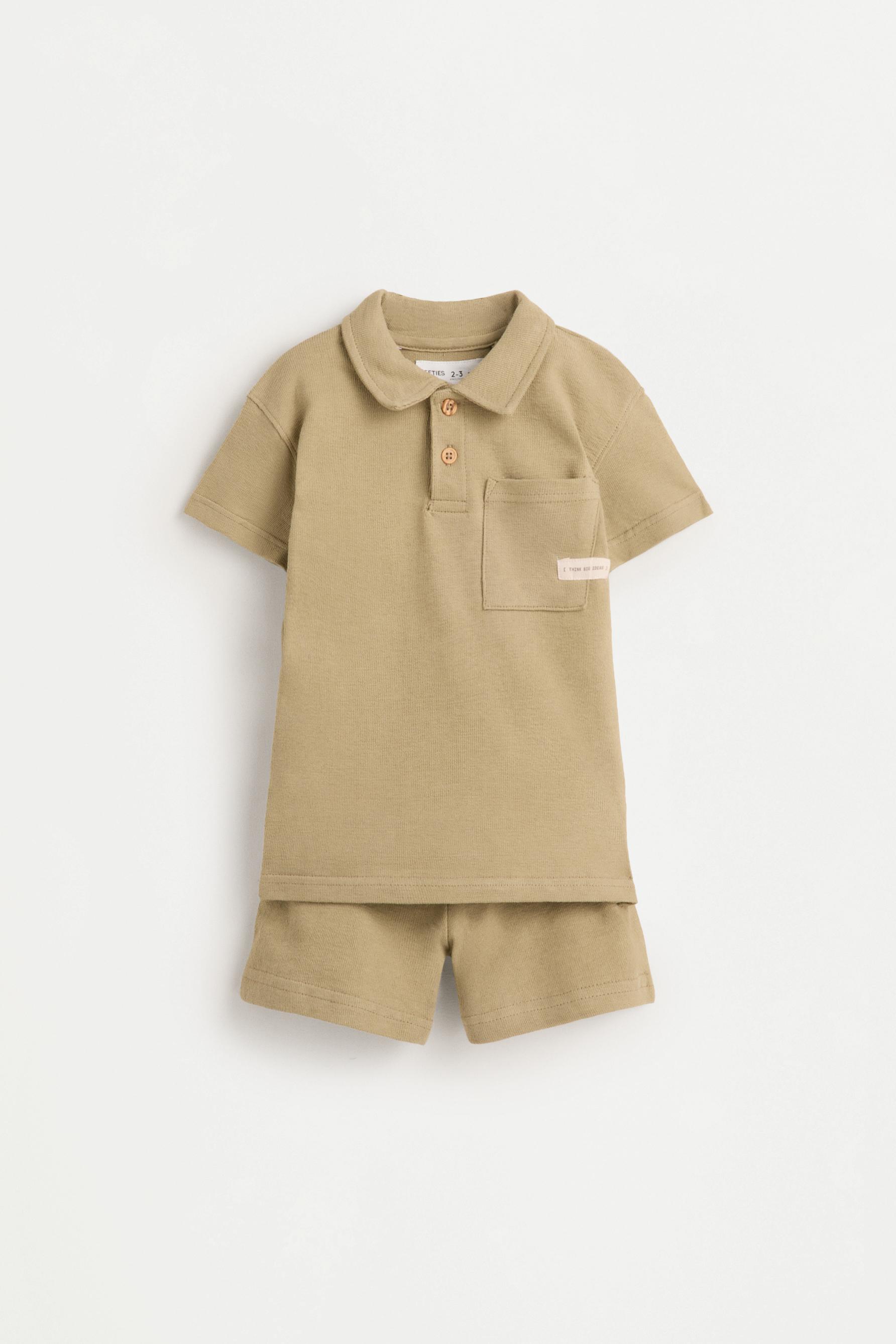Rustic polo shirt and Bermuda shorts set — KHAKI