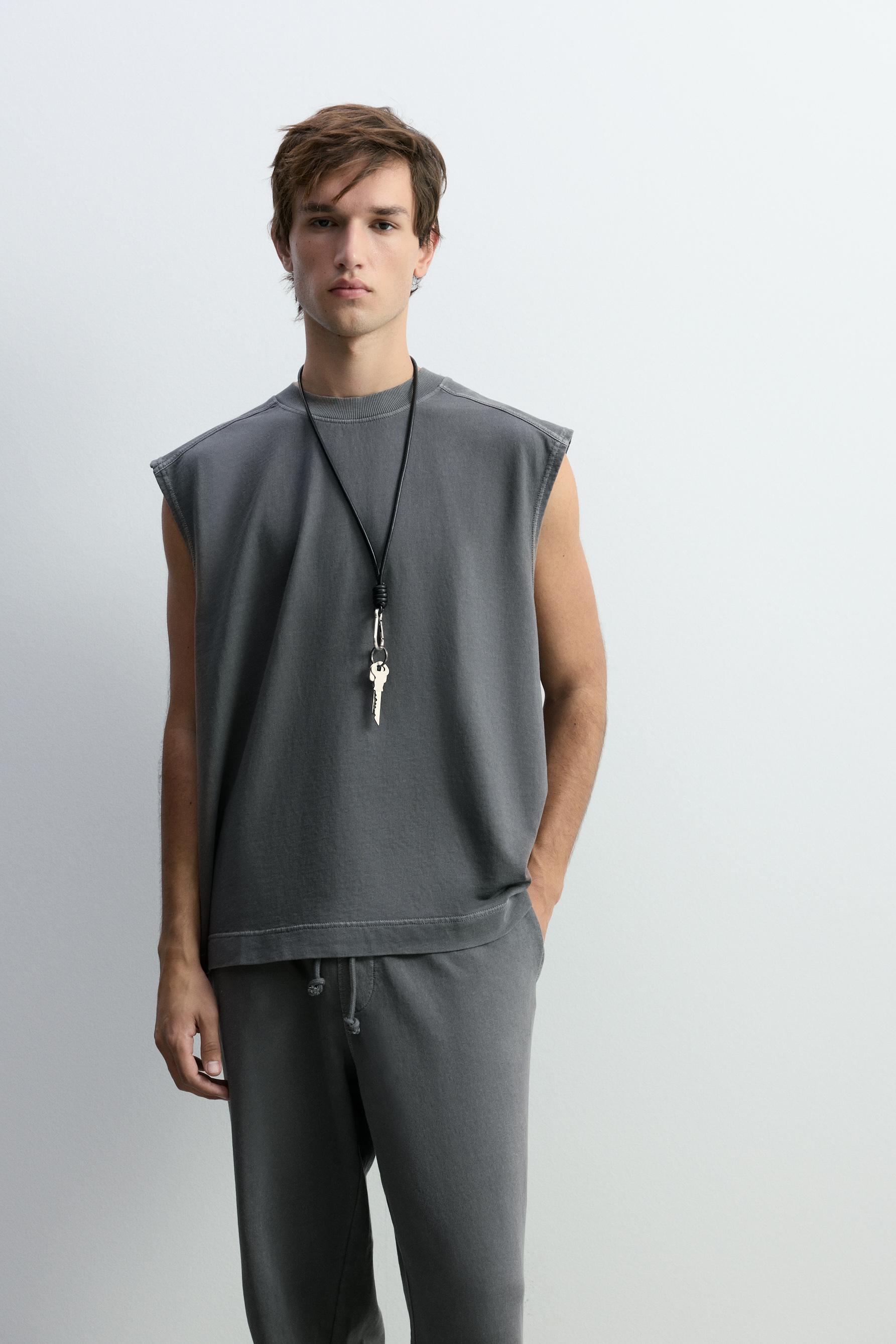 Camiseta sin mangas efecto lavado