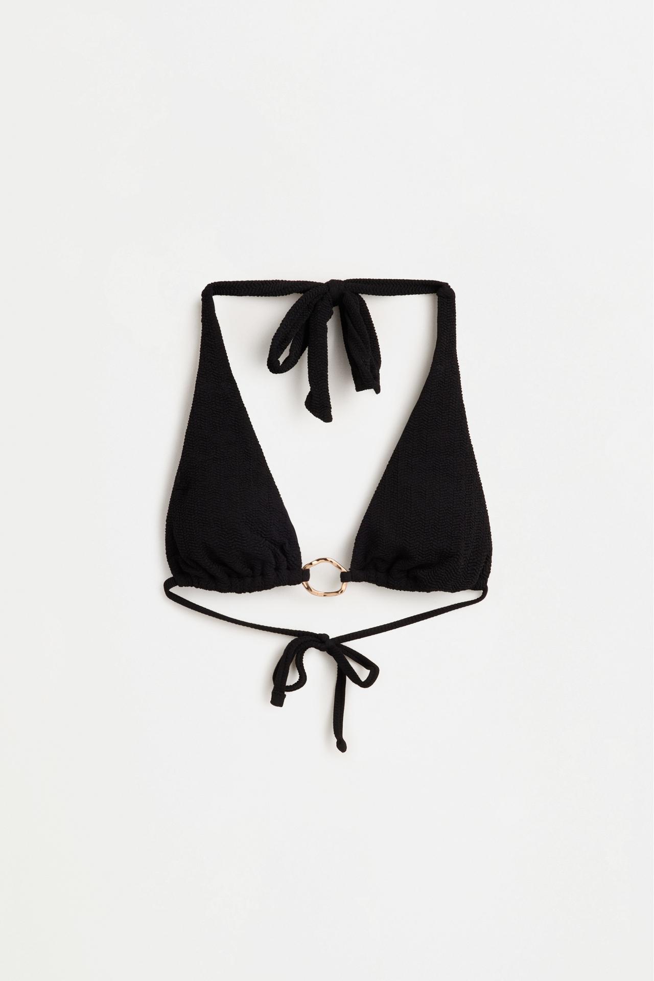 Jewel halter bikini top — BLACK