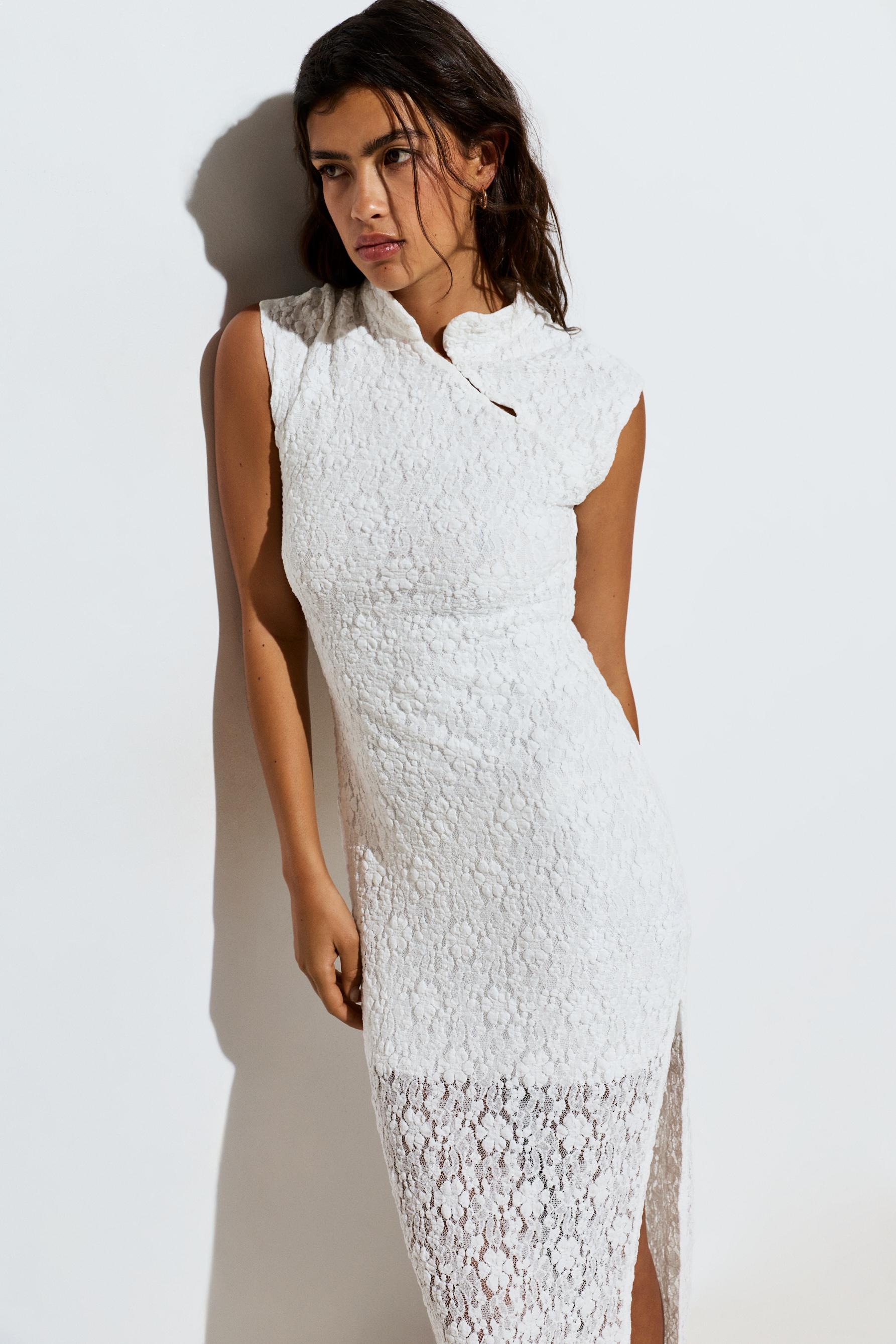Lace midi dress — OFF WHITE