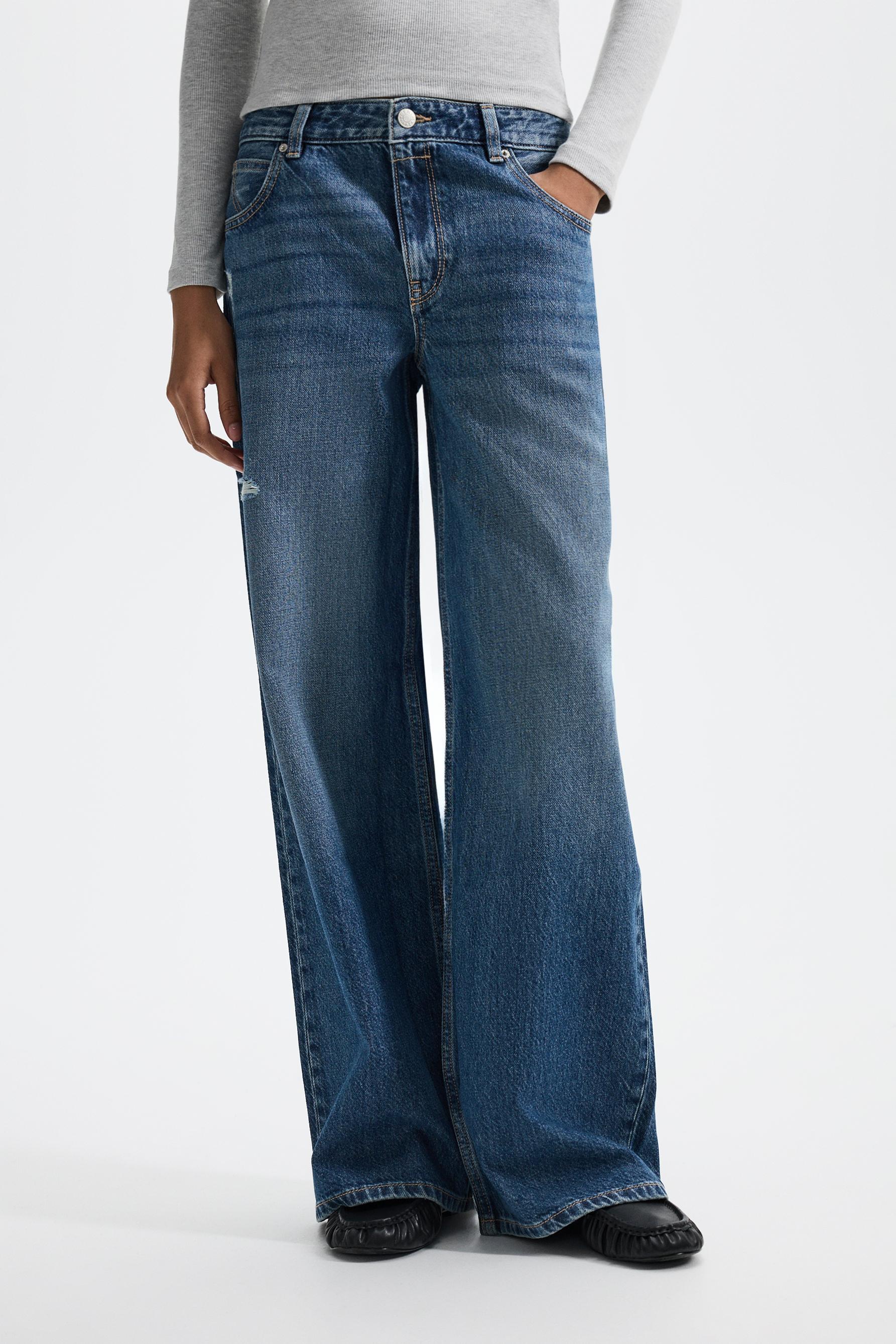 Wide-leg low-waist jeans — DARK BLUE
