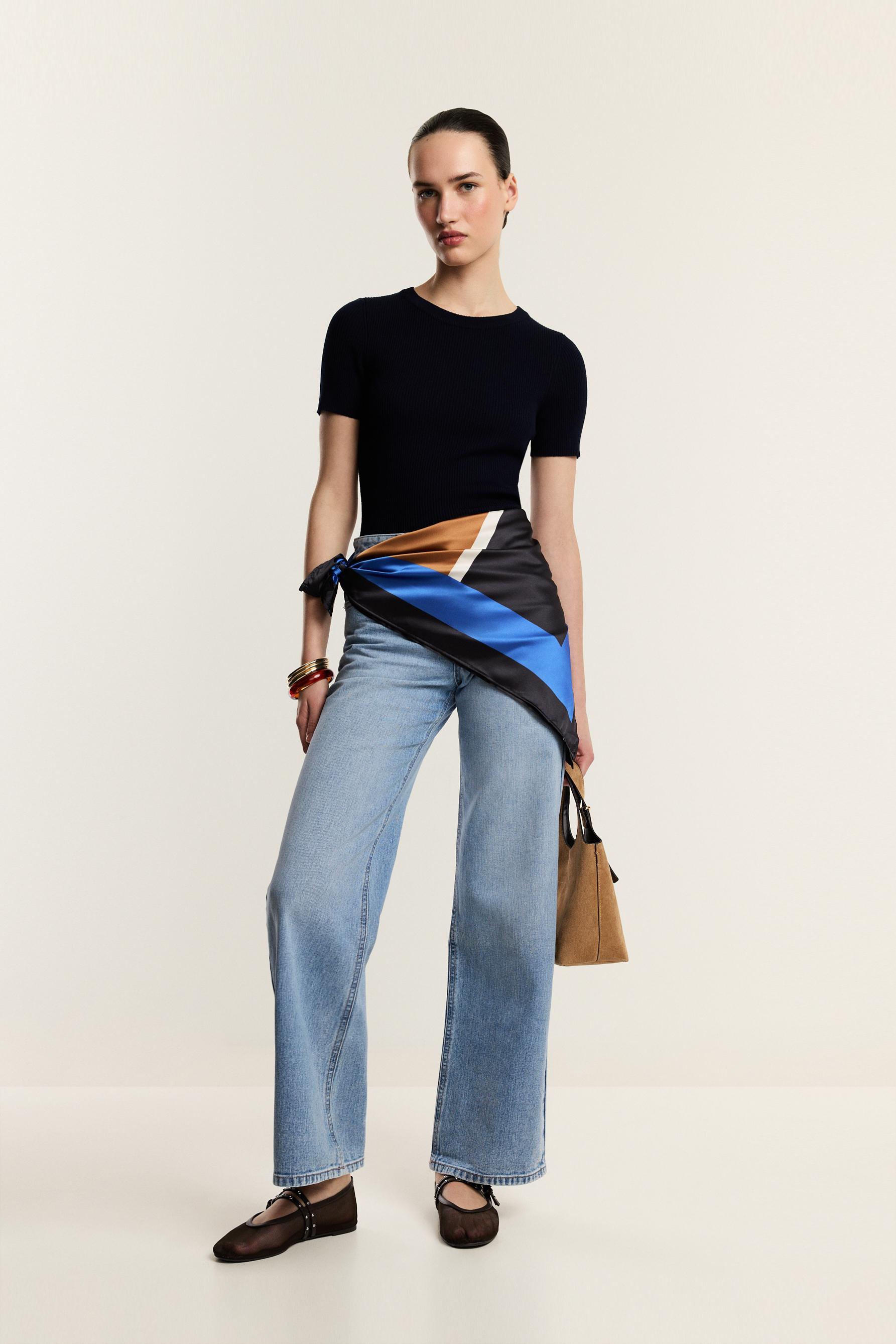 Jeans wide leg pañuelo
