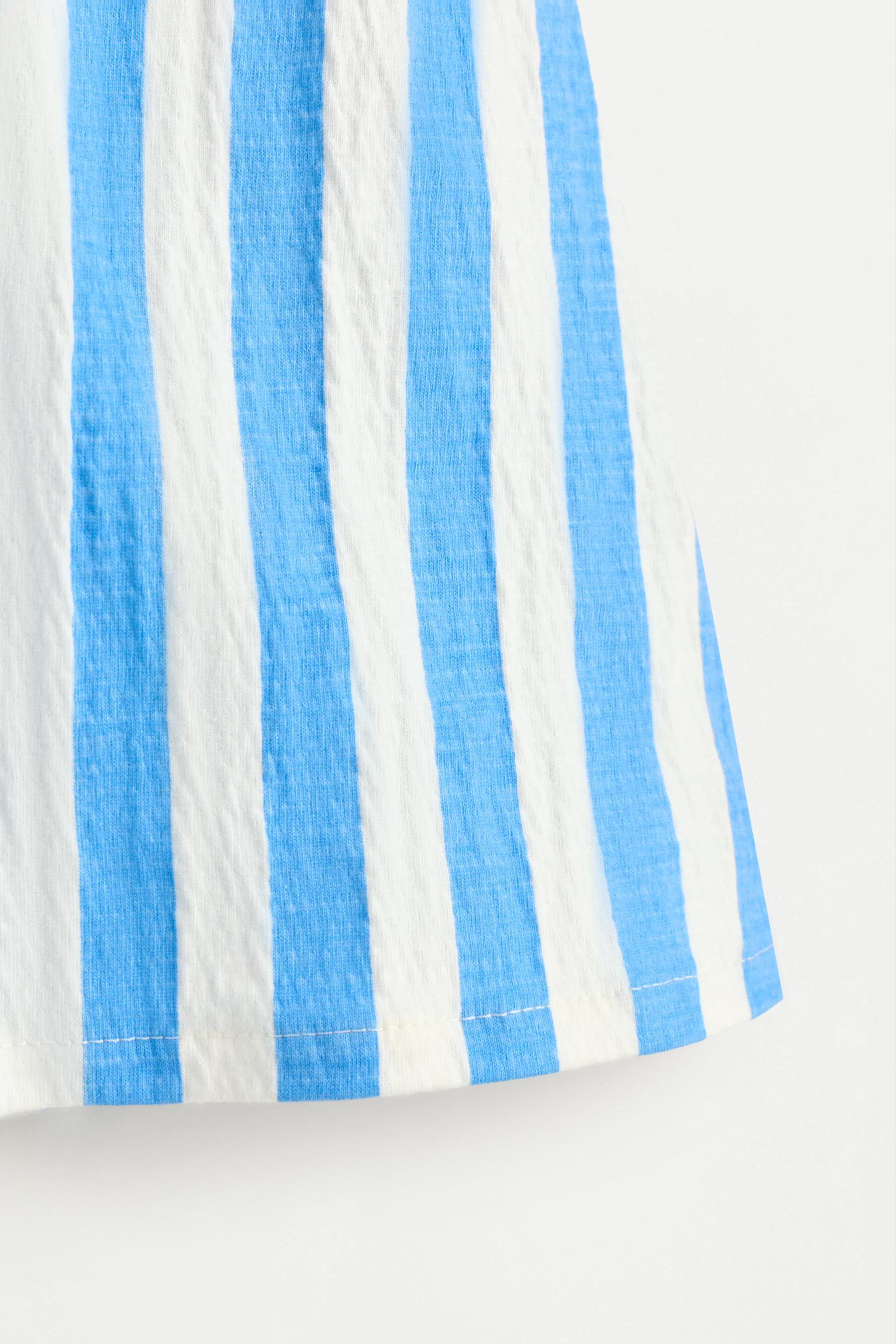 Striped dress with ruffles — ECRU