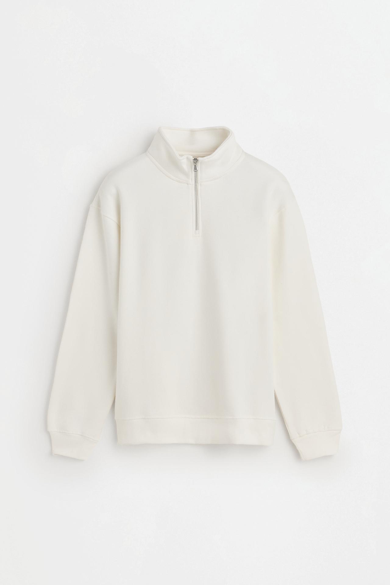 High-neck zip-up sweatshirt — OFF WHITE