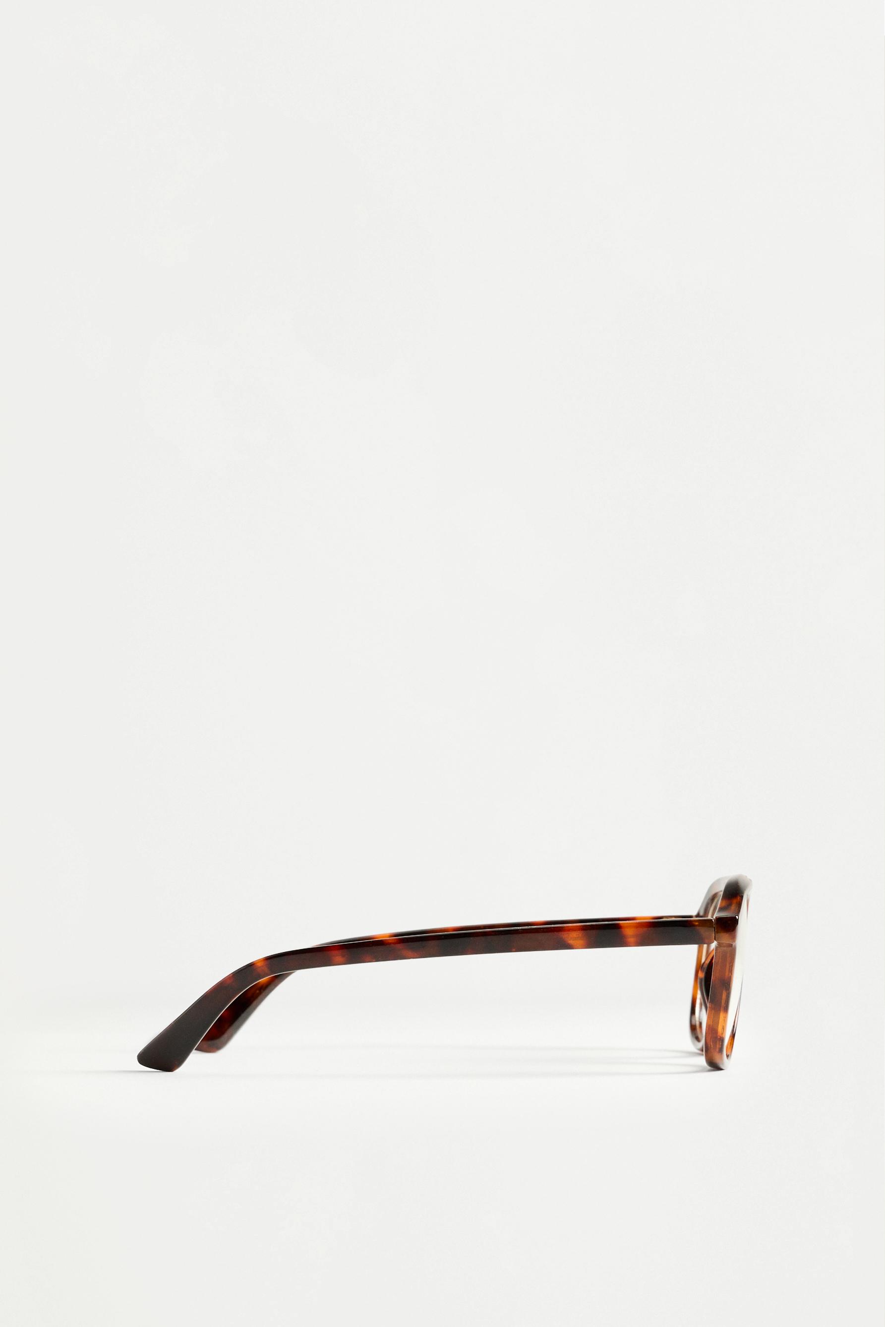 Tortoiseshell effect rectangular glasses — BROWN