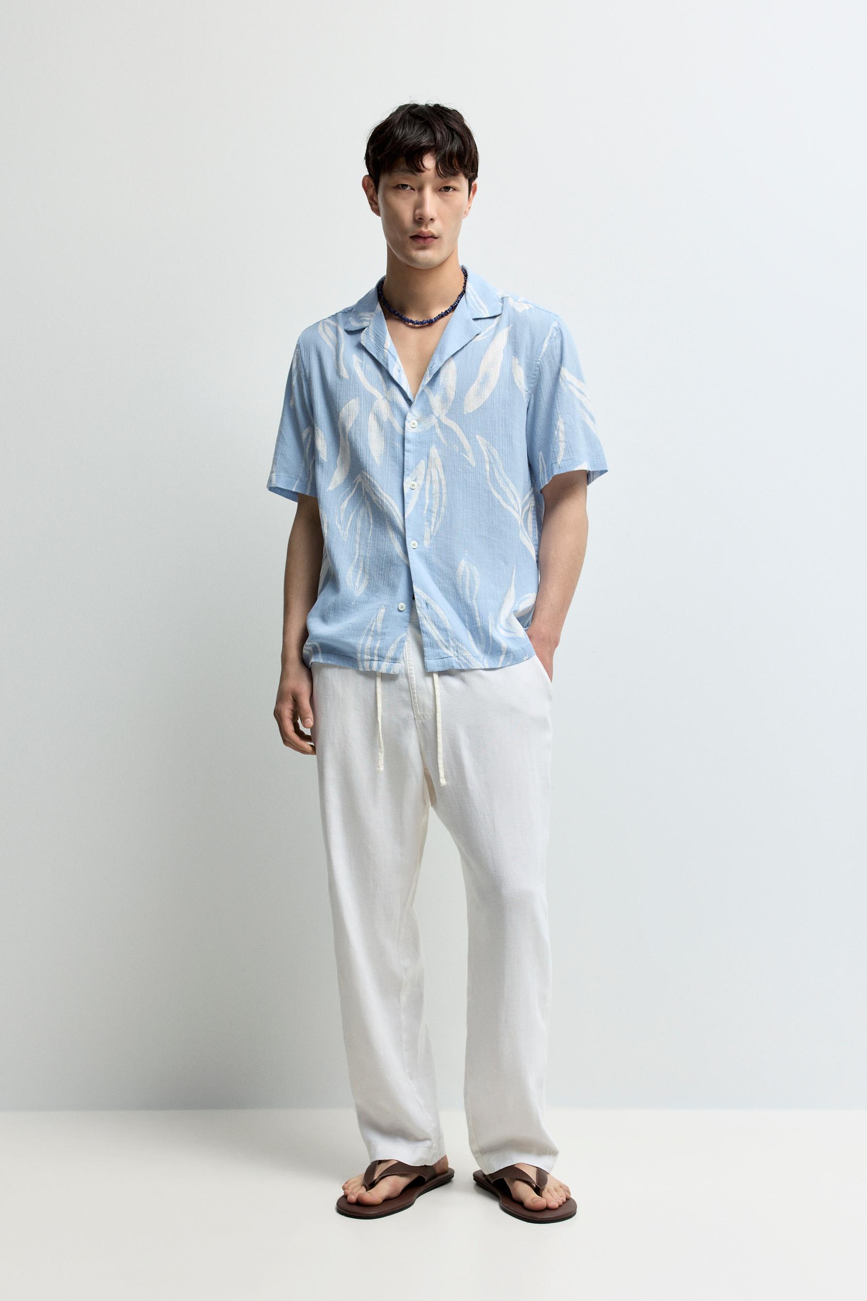 Regular fit printed shirt — SKY BLUE