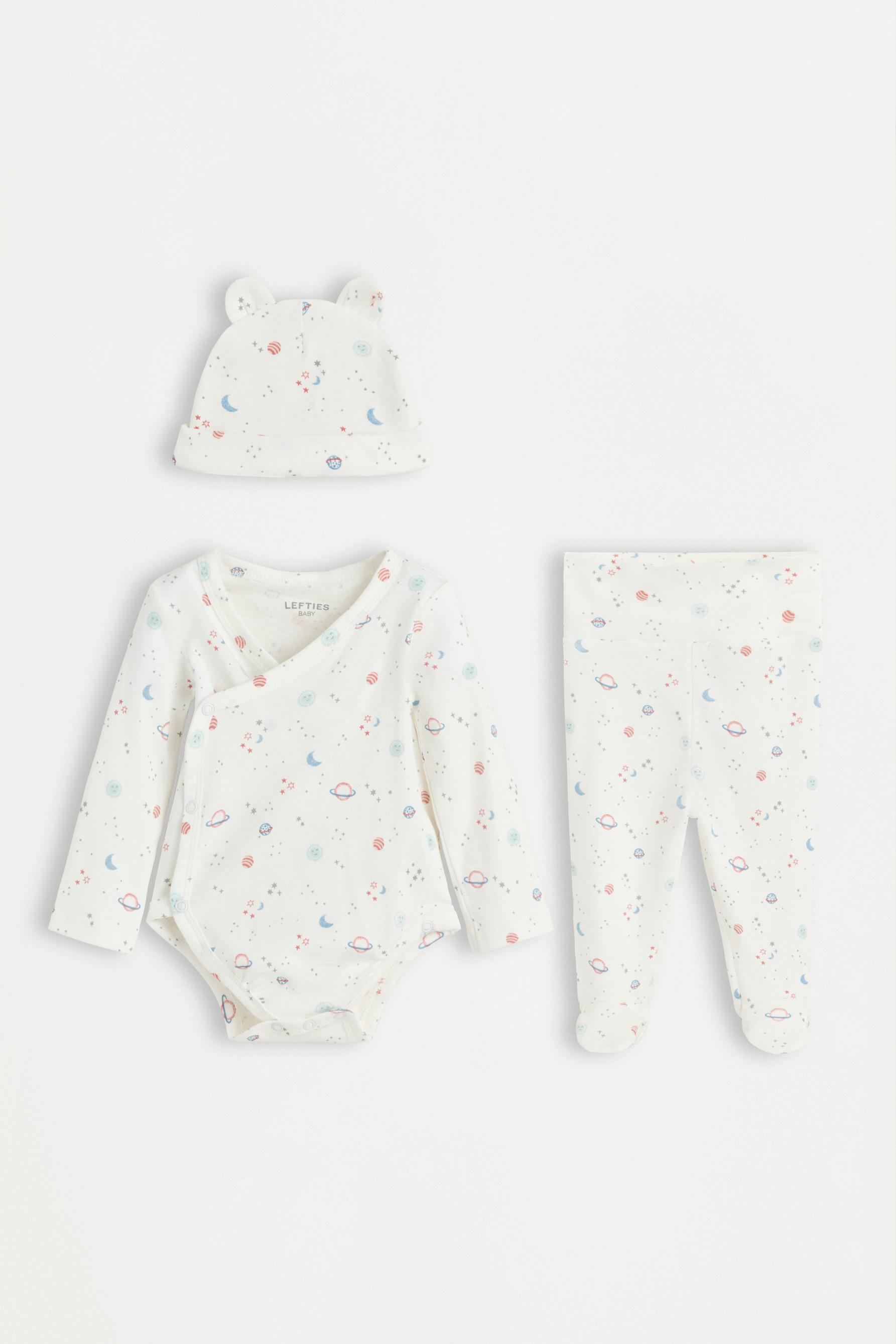 Interlock bodysuit, footed leggings and hat set — WATER GREEN