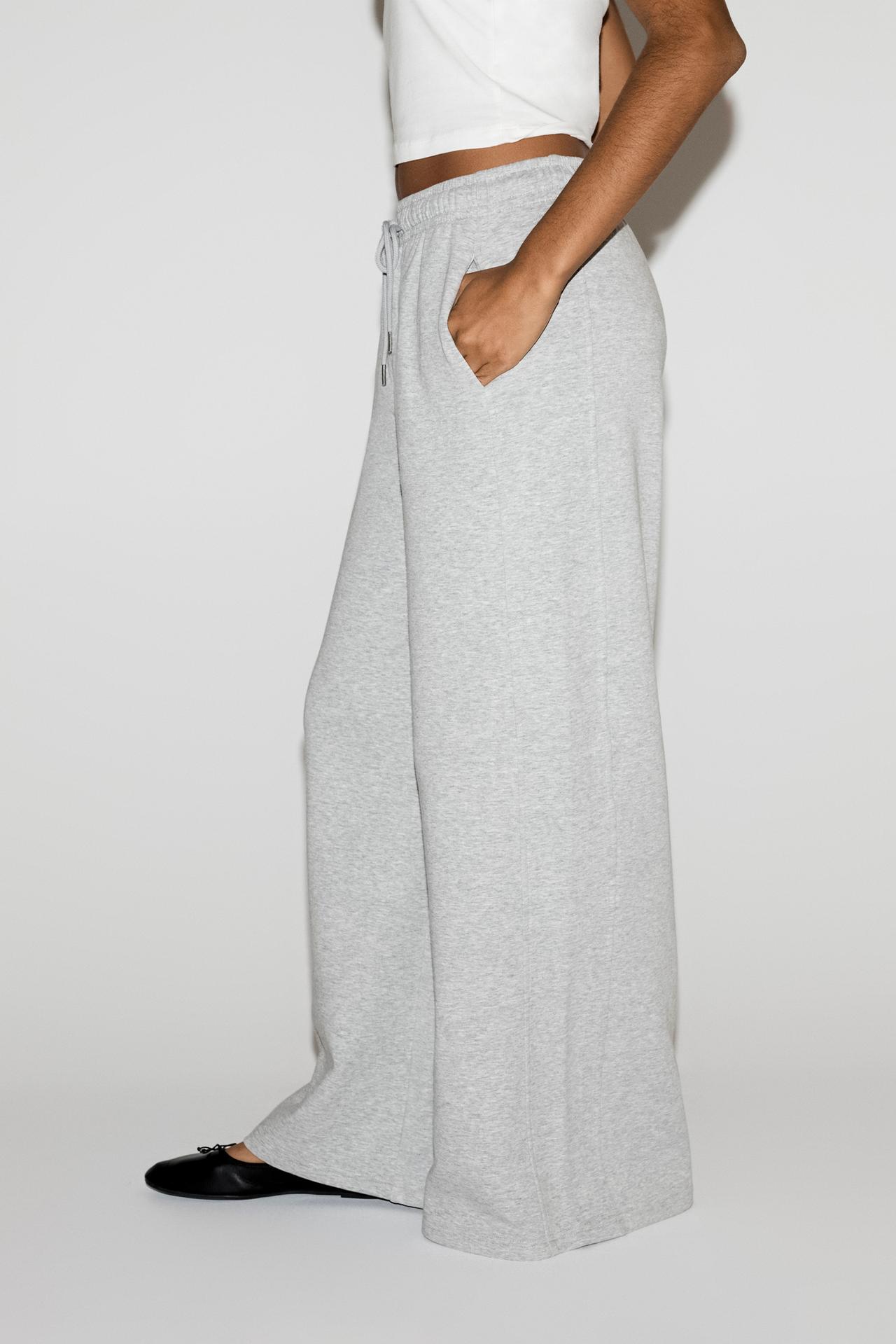 Basic wide-leg tracksuit trousers — GREY MARL