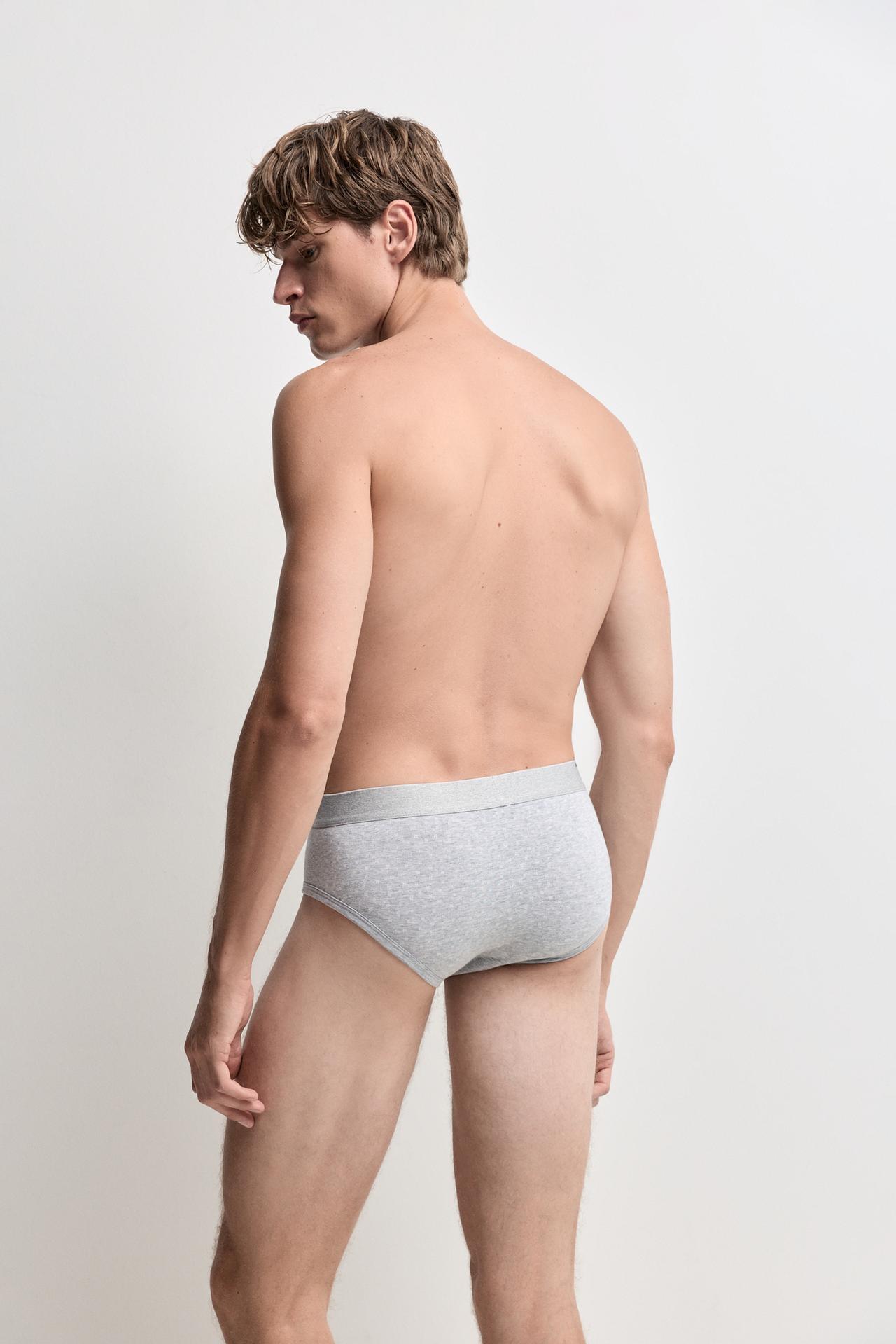Pack of 5 contrast briefs — GREY/BLUE