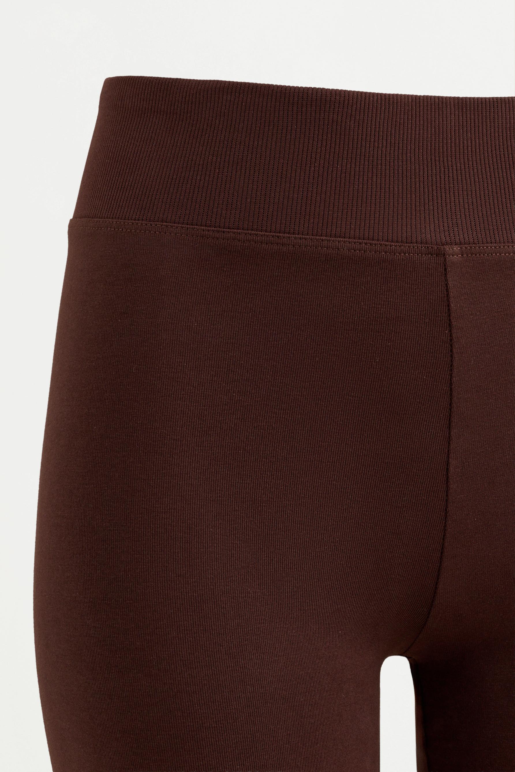 Ribbed waist cycling leggings — CHOCOLATE