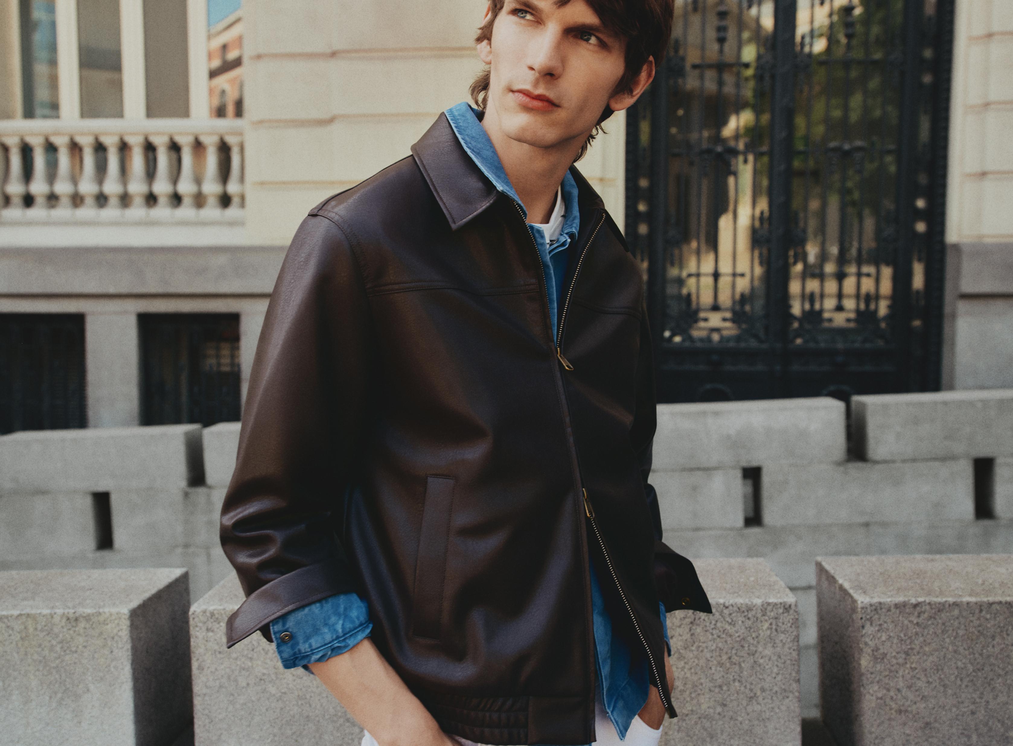 Leather-effect jacket — BROWN