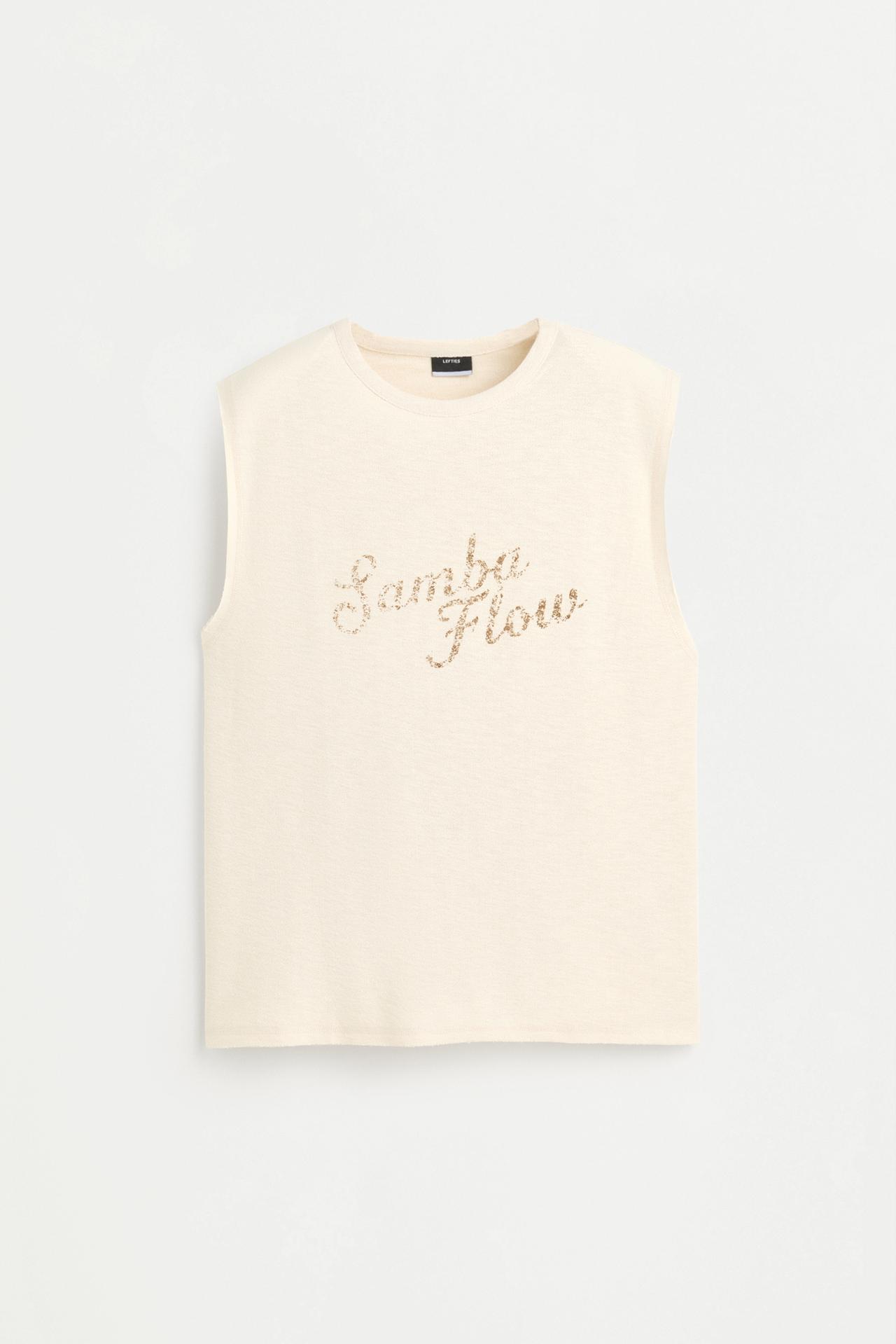 Printed sleeveless T-shirt — VANILLA