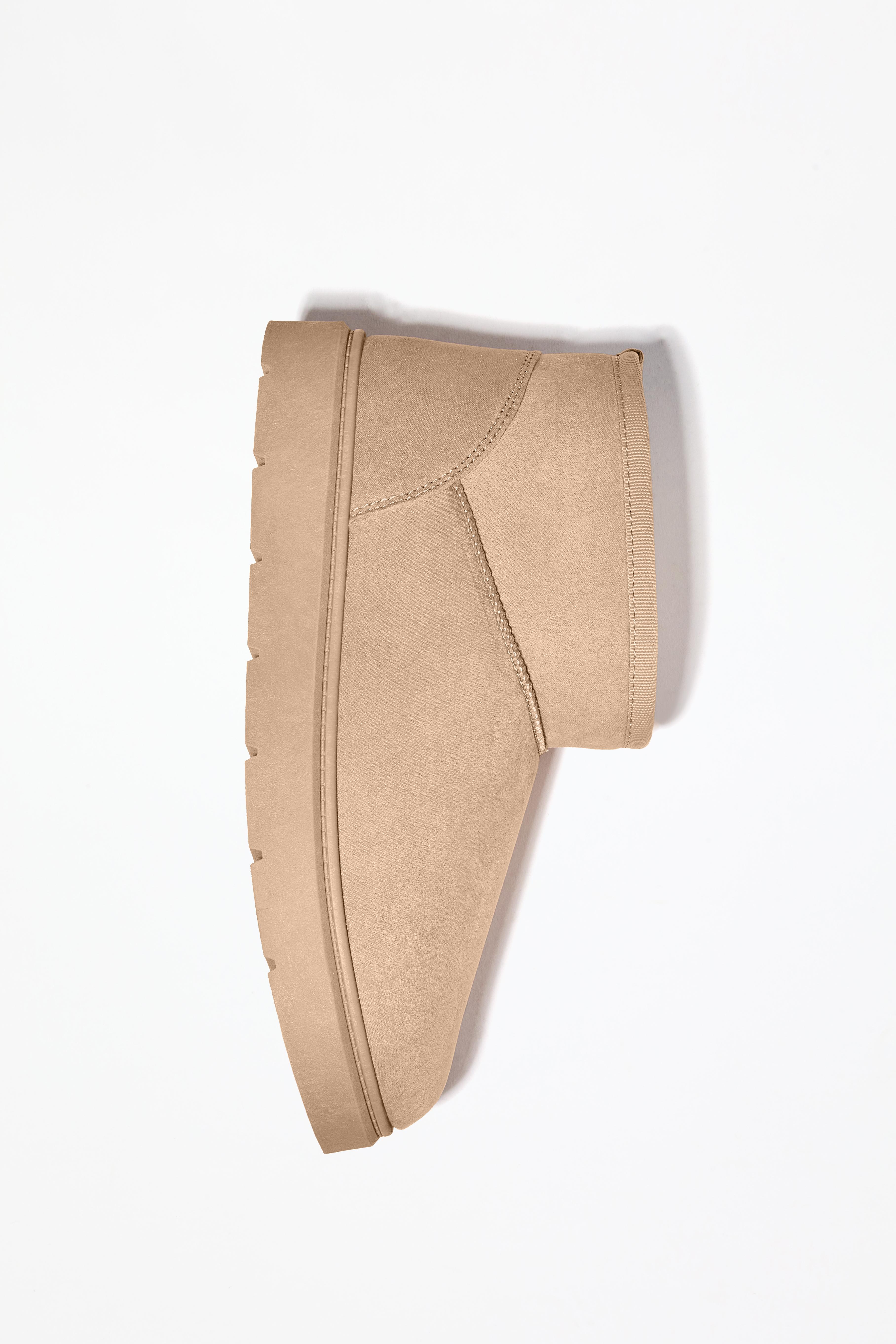 Flat mini fur ankle boots — BROWN