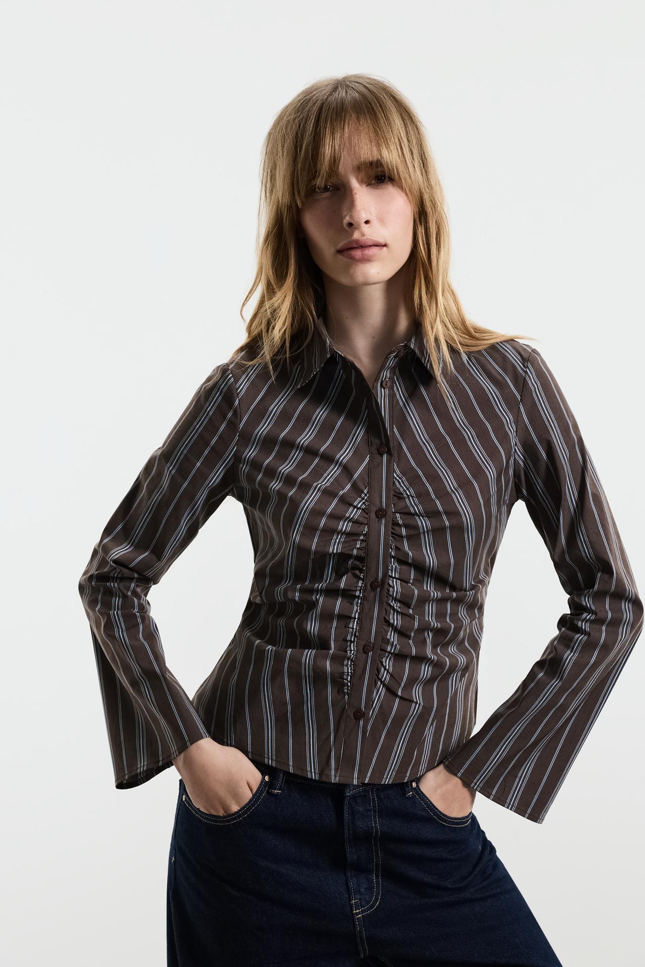 Gathered shirt — CHOCOLATE