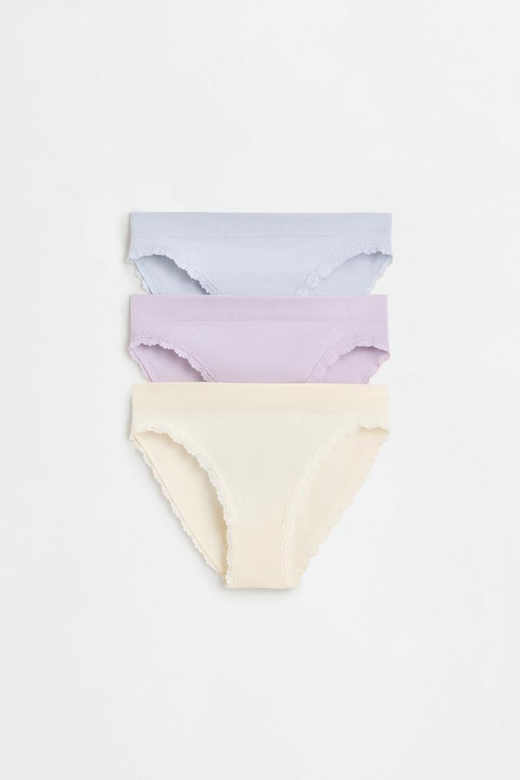 Floral lace briefs (3-pack) — ECRU