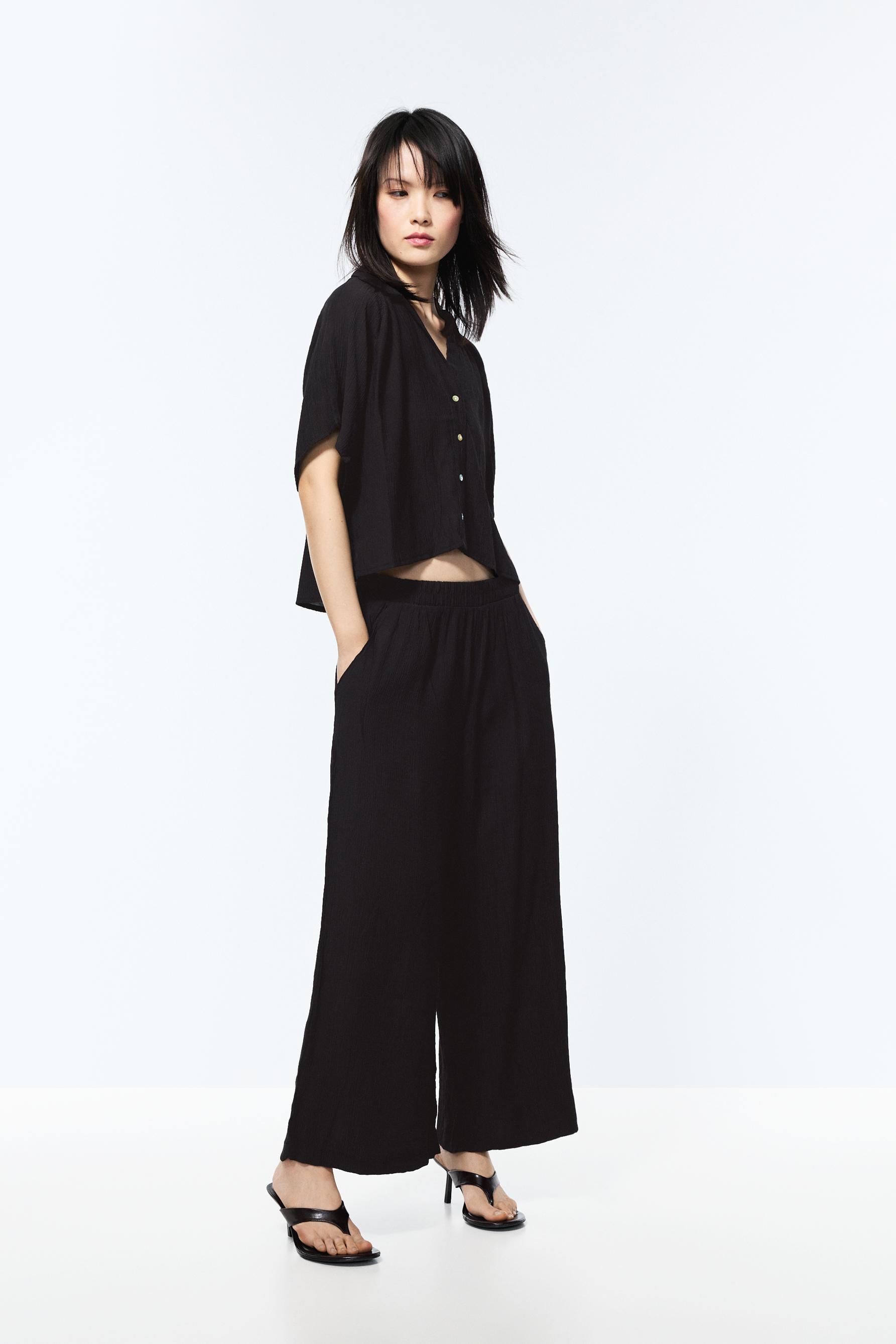 Textured culottes — BLACK