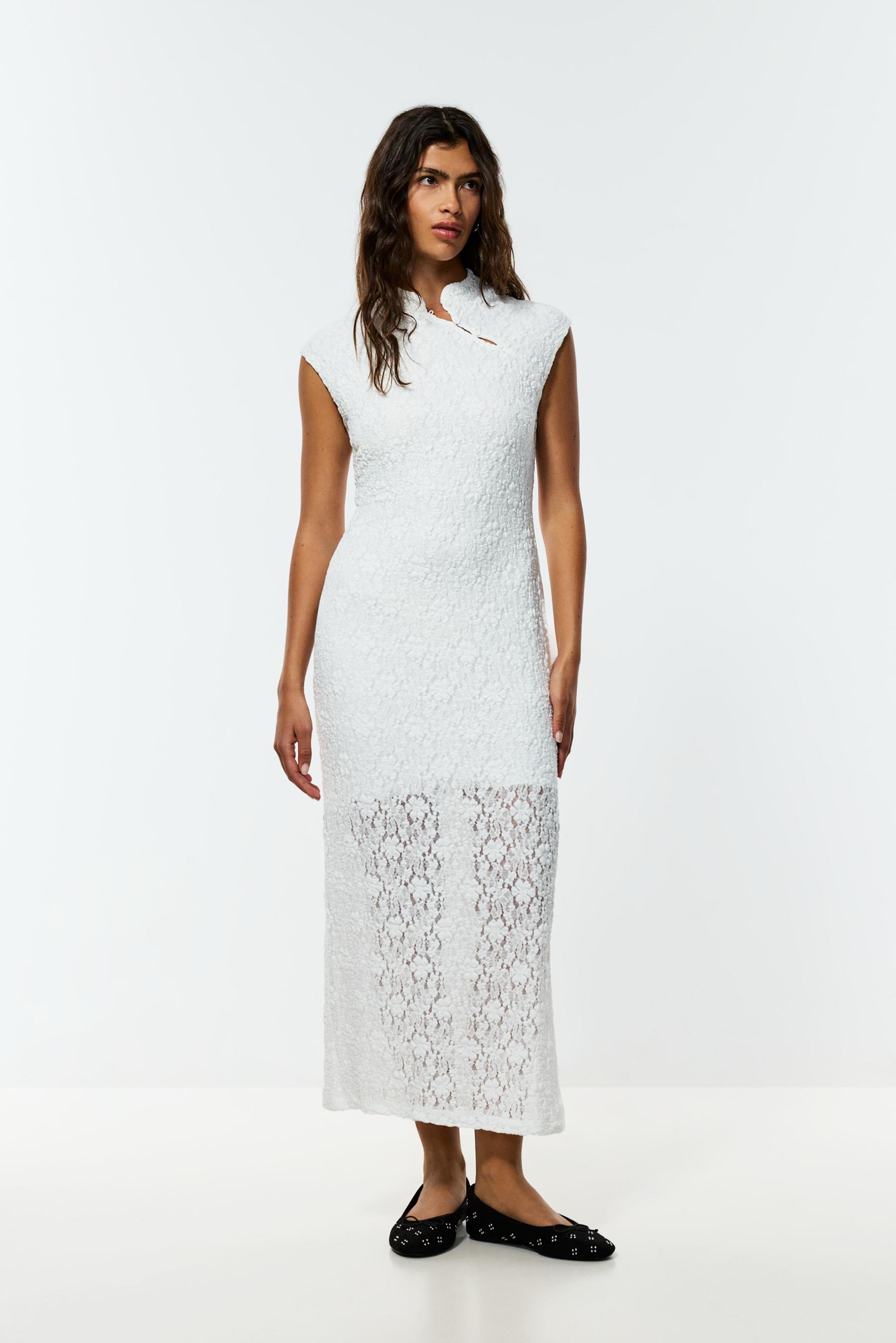 Lace midi dress — OFF WHITE