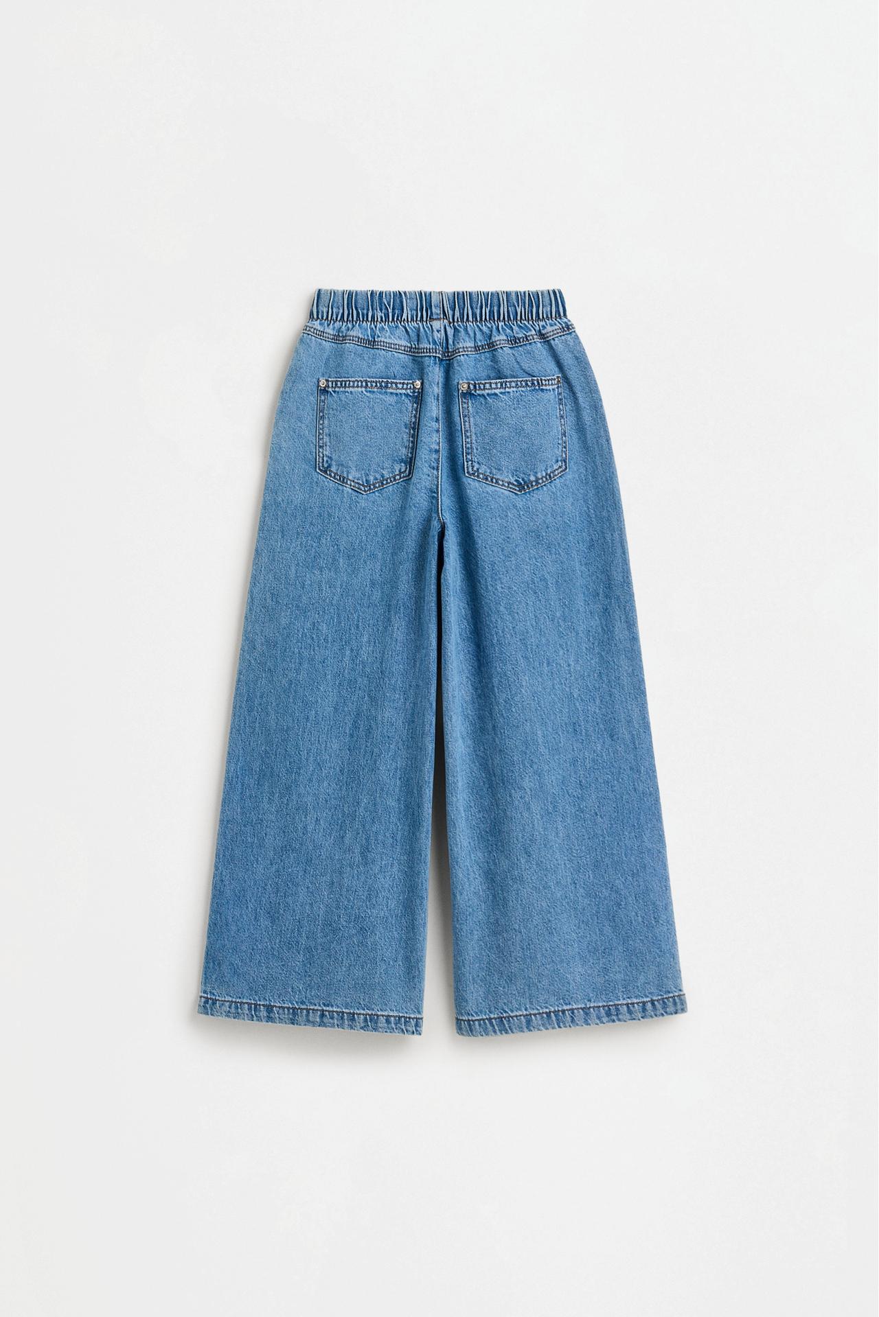 Wide-leg elastic-waist jeans — INDIGO