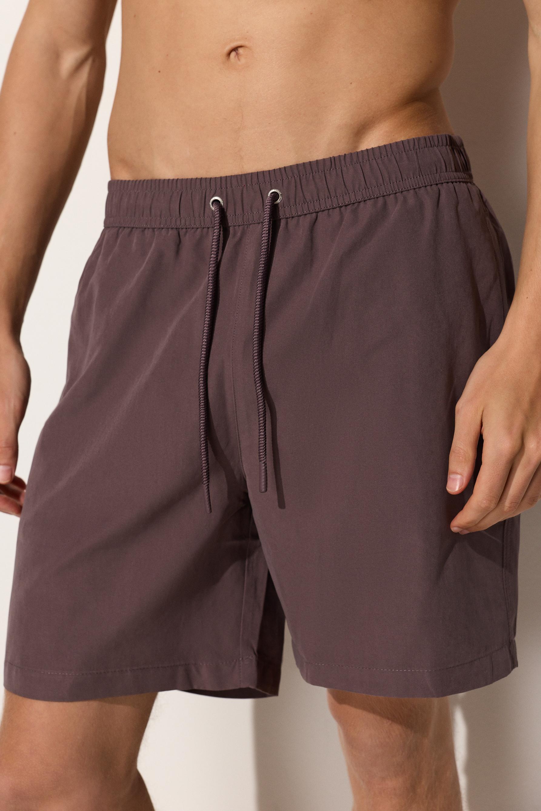 Basic long swim trunks — DARK MAUVE