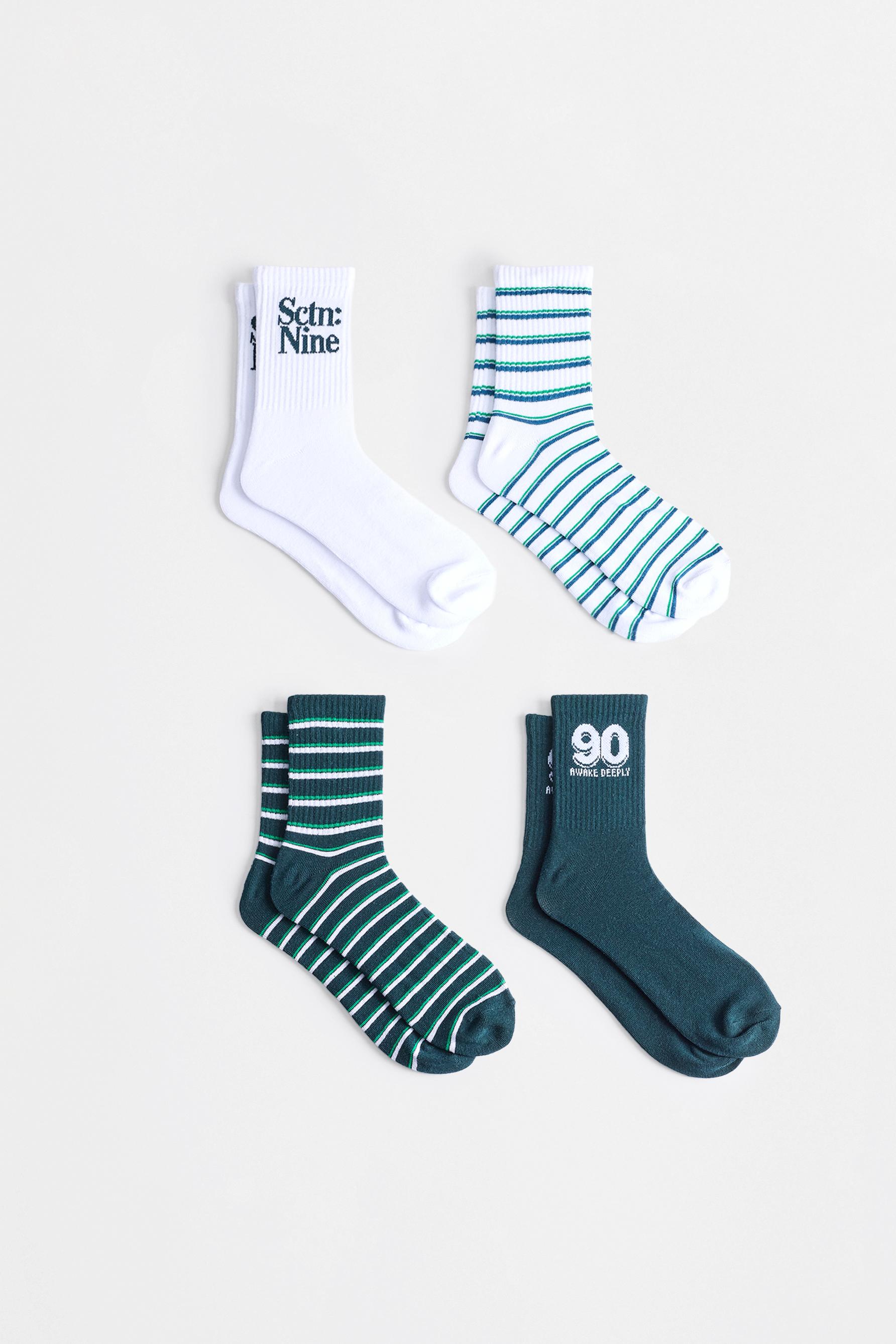 4-pack of printed crew socks — MEDIUM GREEN