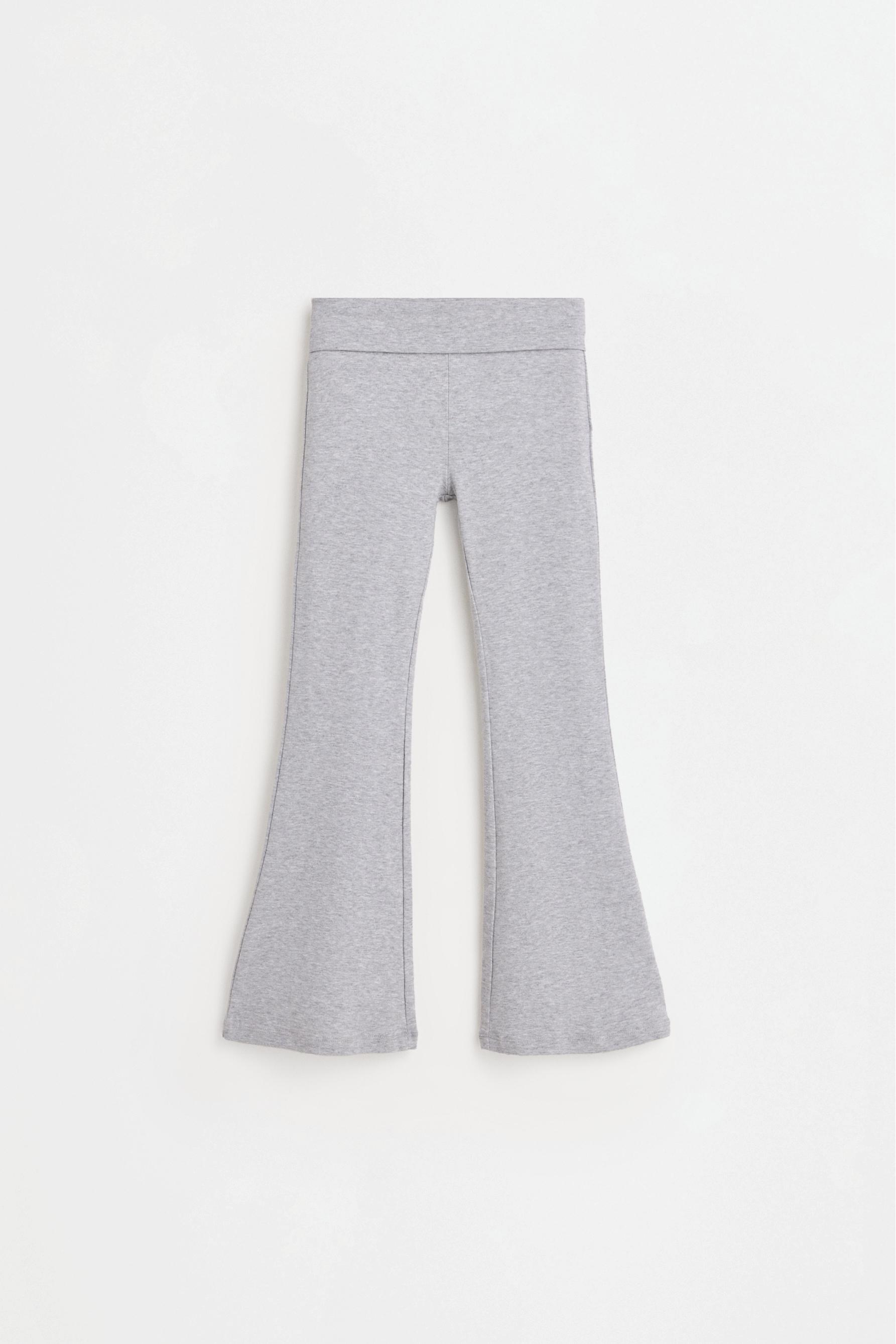 Bell bottom leggings with fold-over waist — GREY MARL
