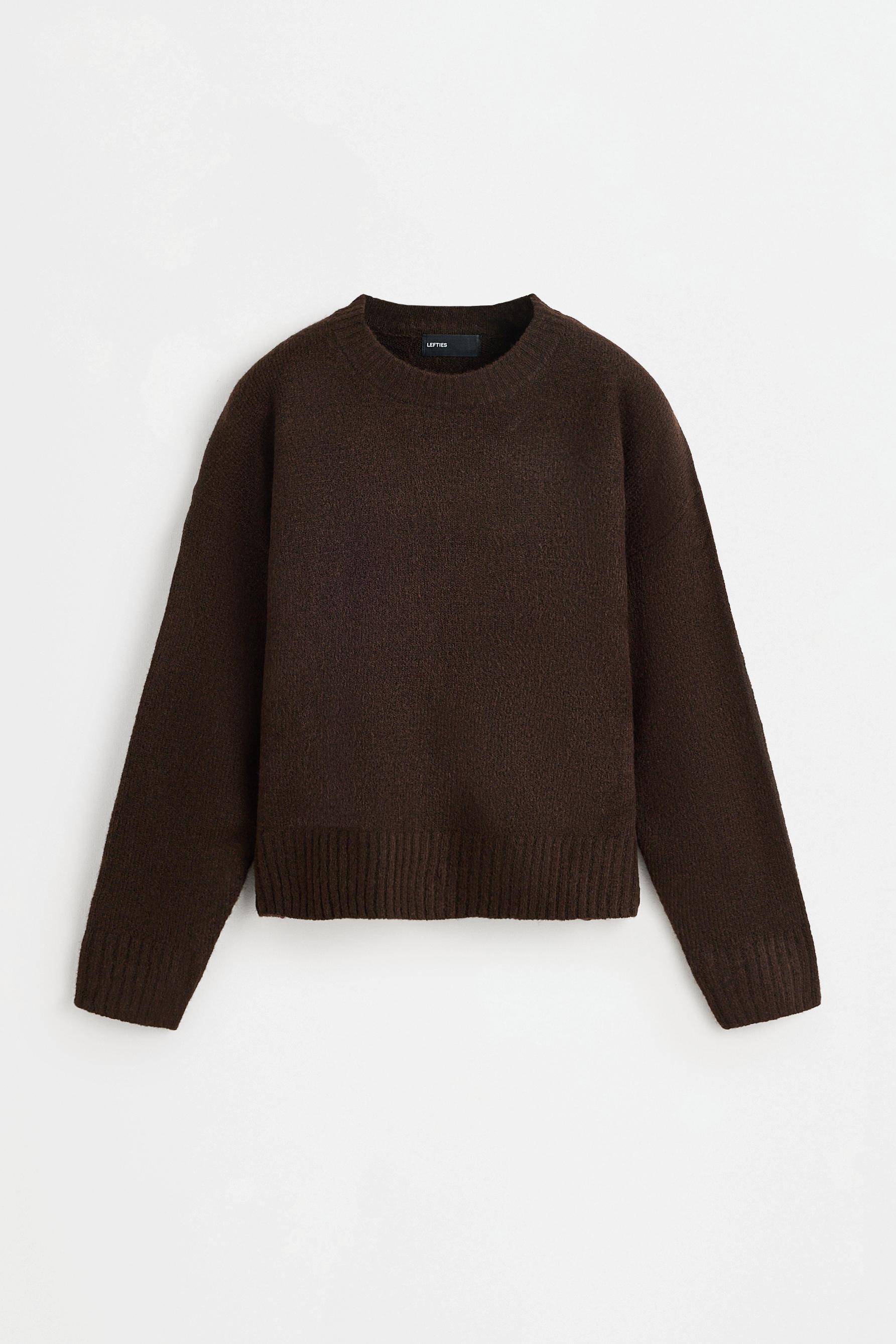 Striped fluffy sweater — DARK BROWN