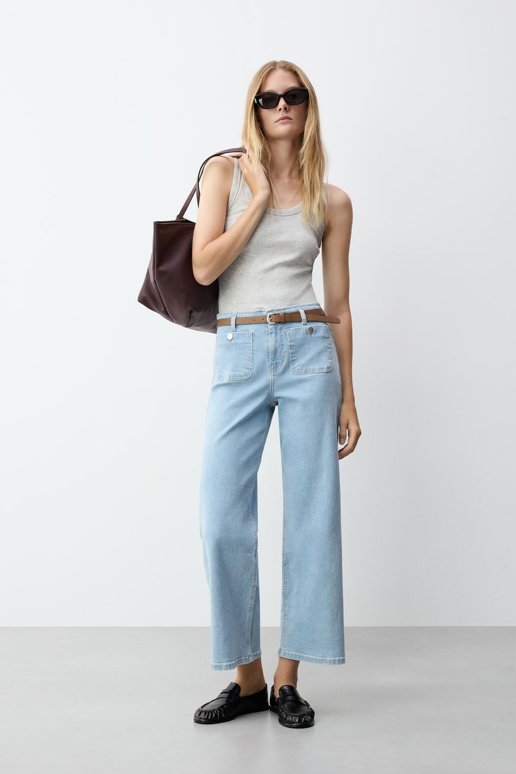 Straight jeans with patch pockets