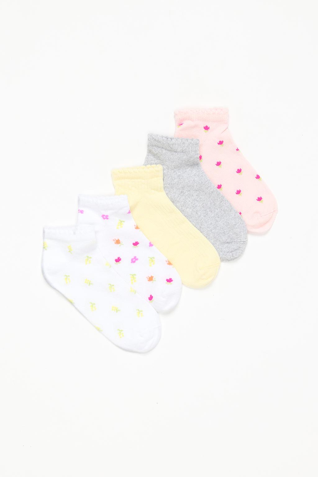 Pack of 5 pairs of short floral socks