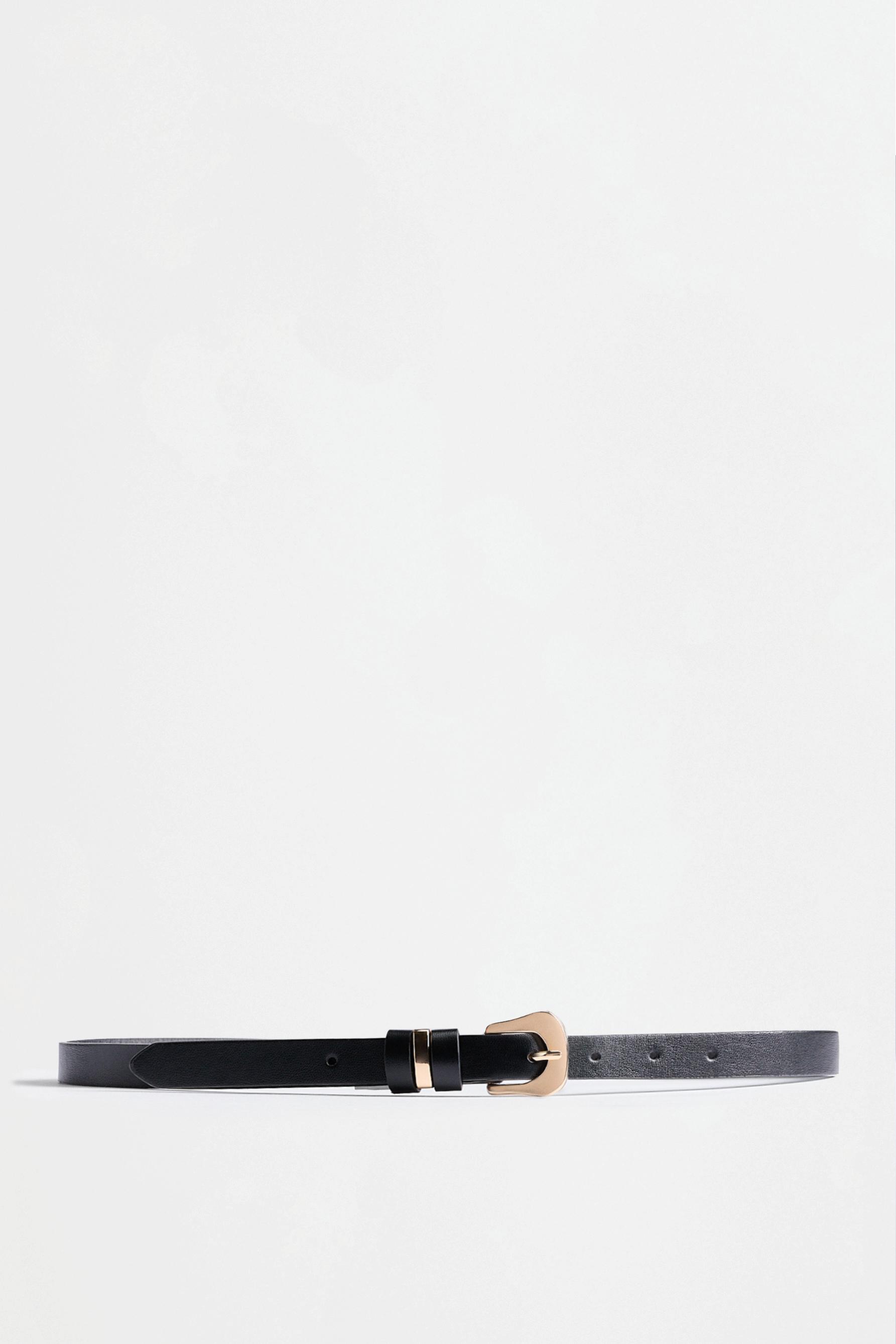 Thin leather effect belt — GOLD BLACK