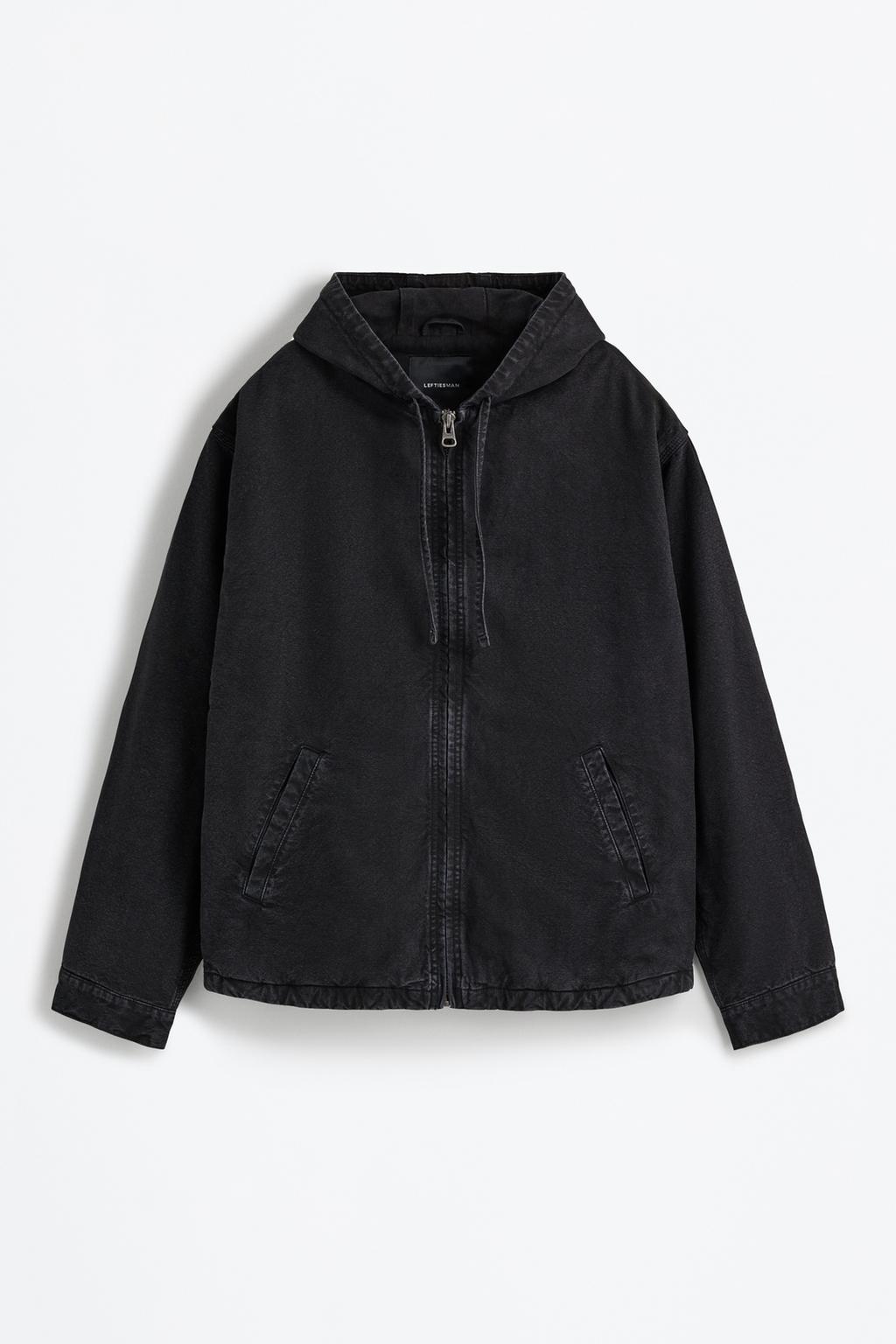 Hooded padded denim jacket