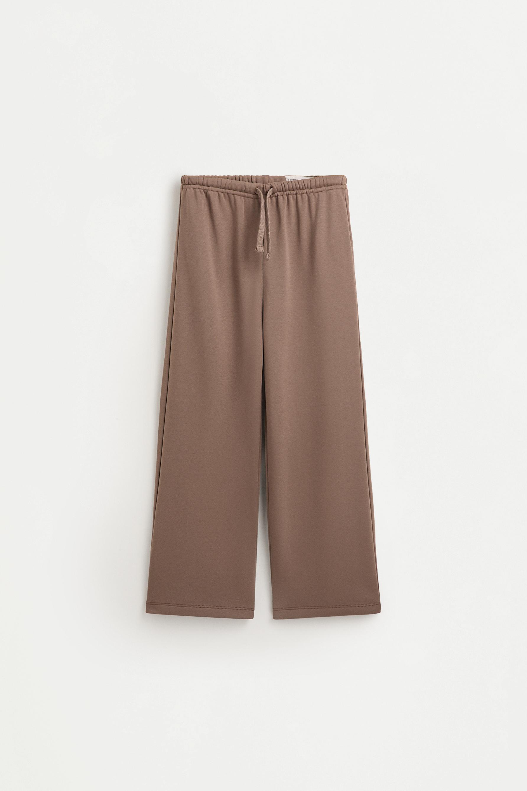 Wide-leg plush trousers — TAUPE BROWN (alternate view)