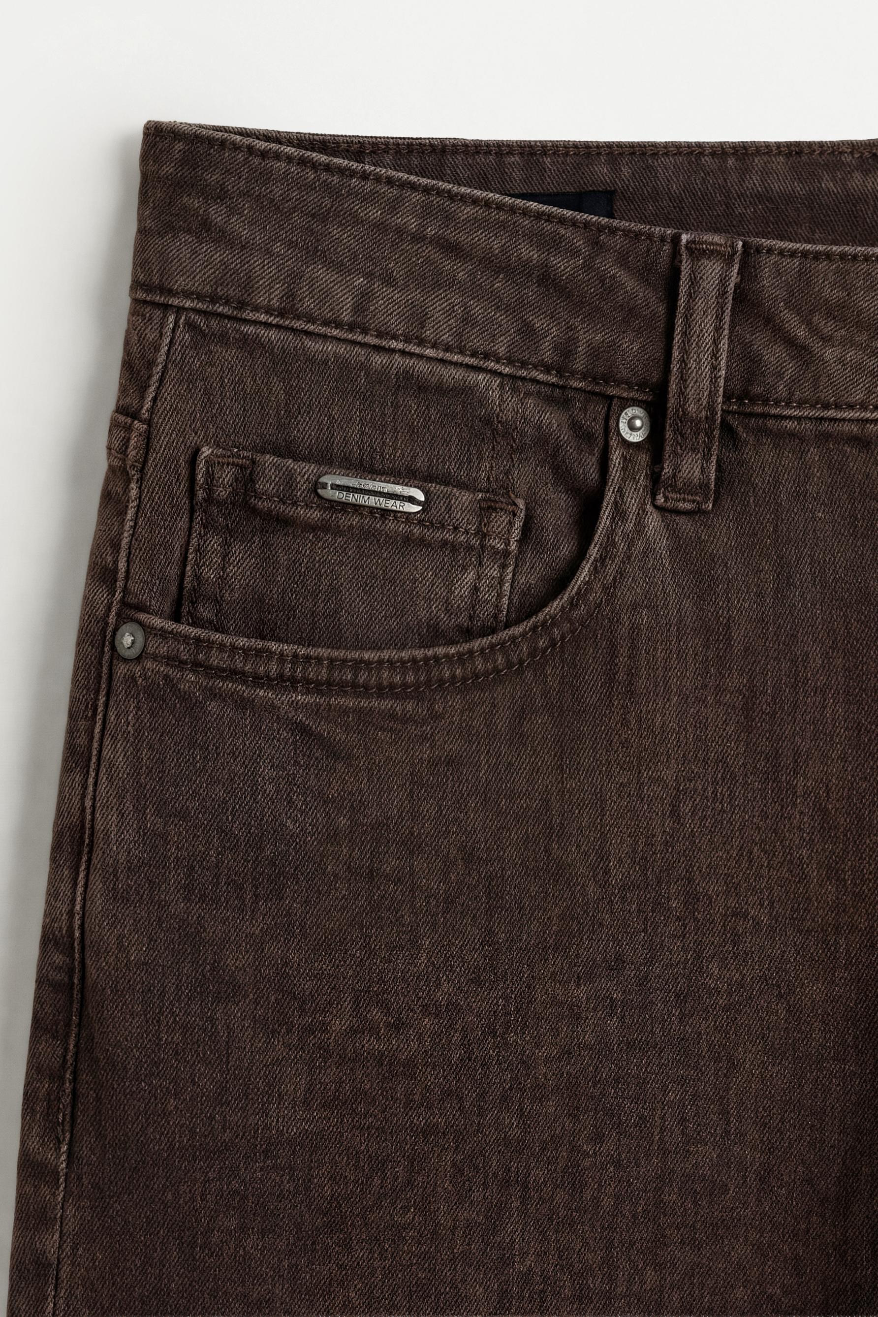 Slim denim Bermuda shorts — BROWN