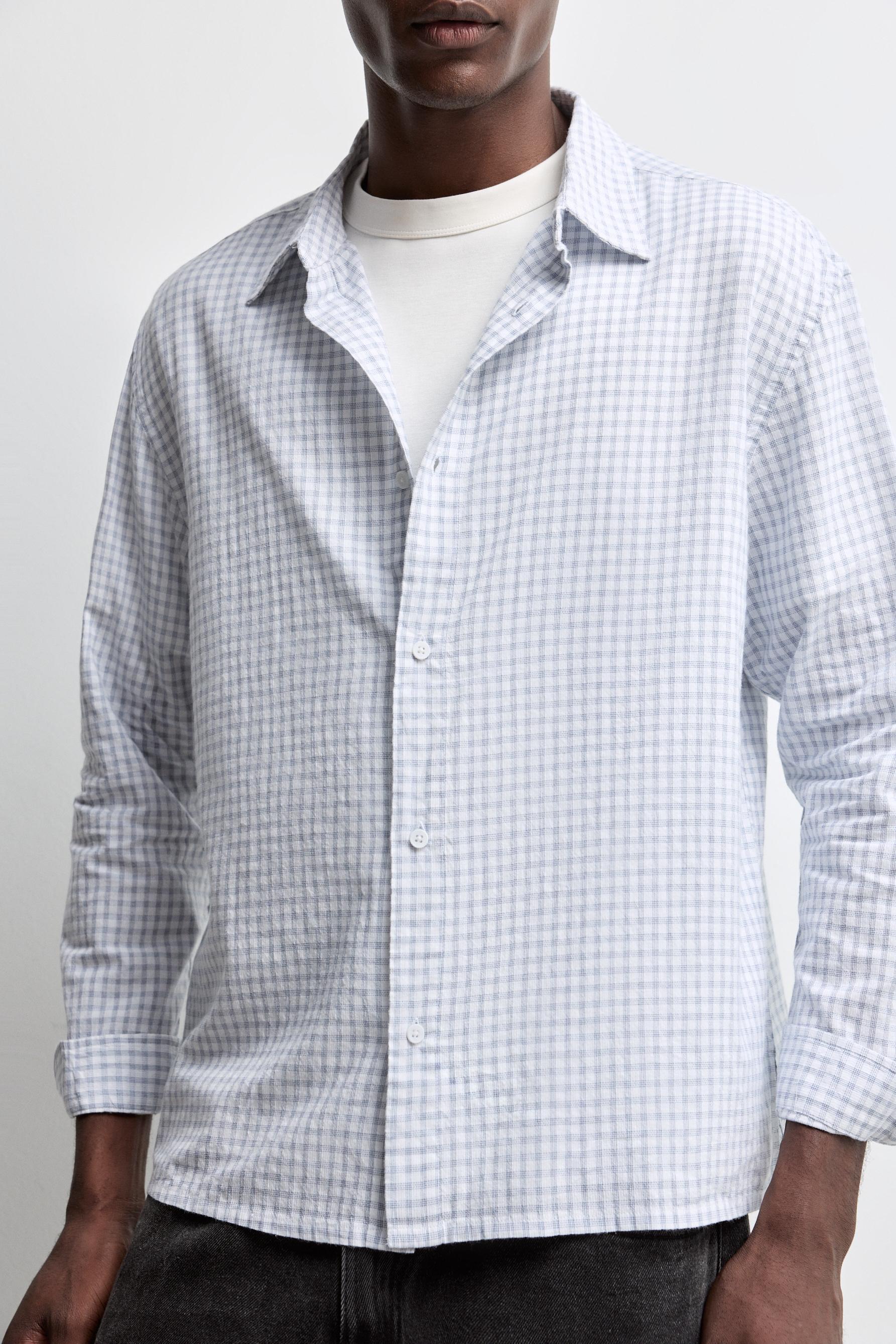 Textured plaid shirt — PALE BLUE