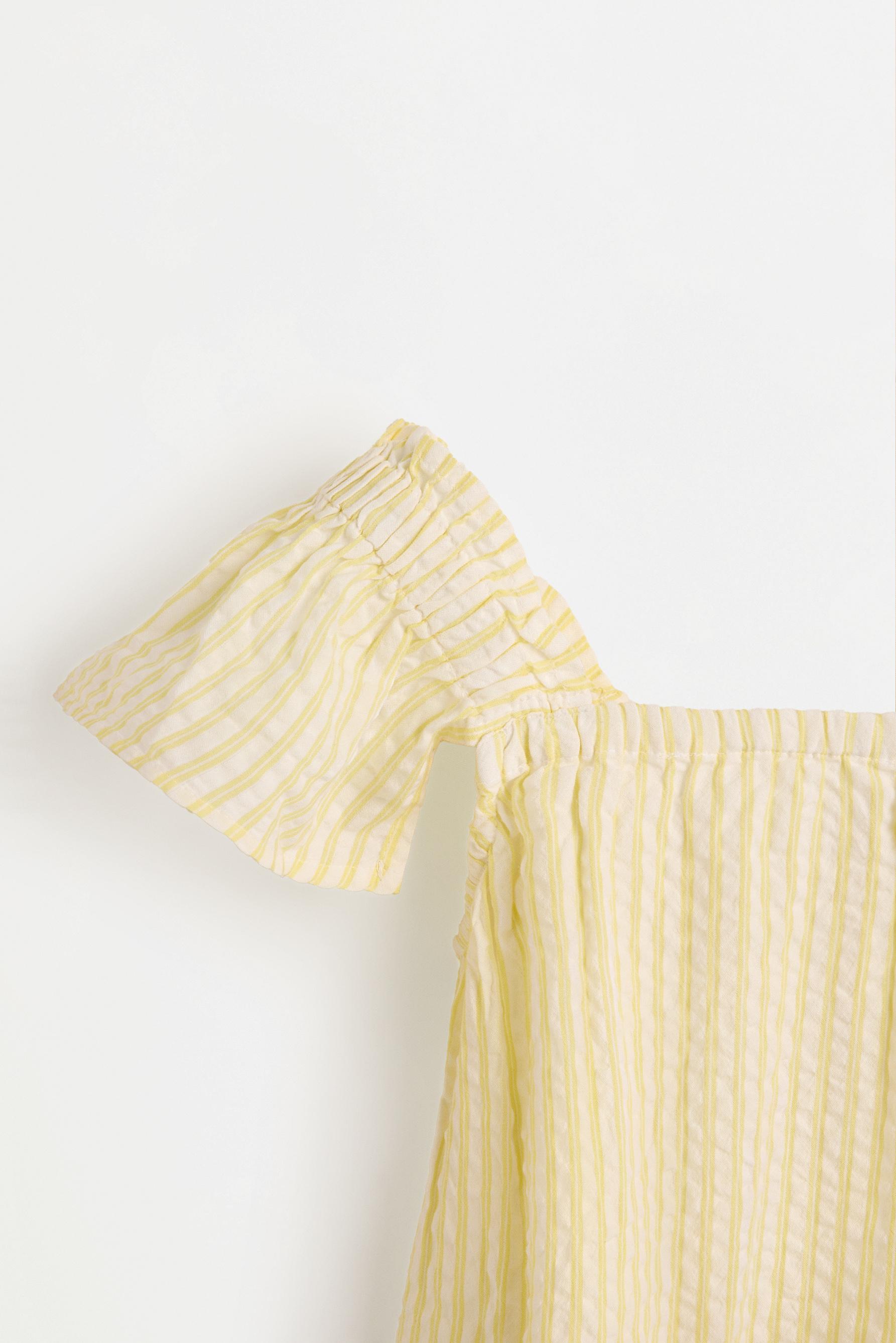 Striped seersucker top — YELLOW