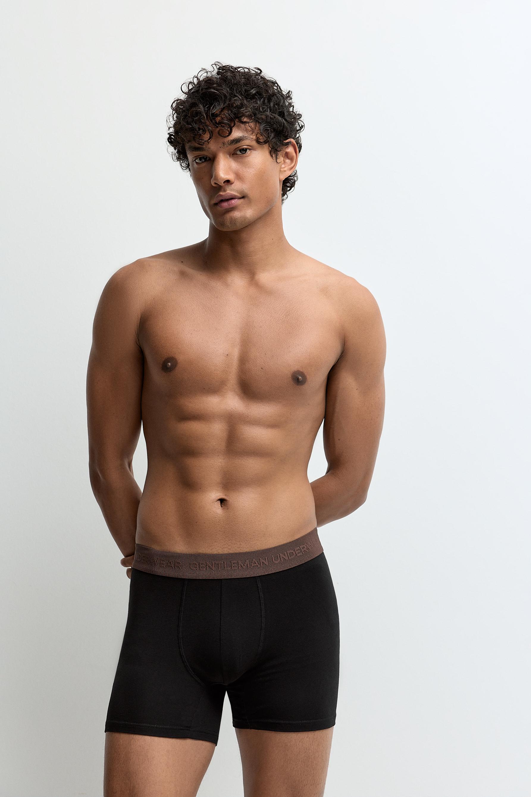 5-pack of long slogan boxers — BLACK