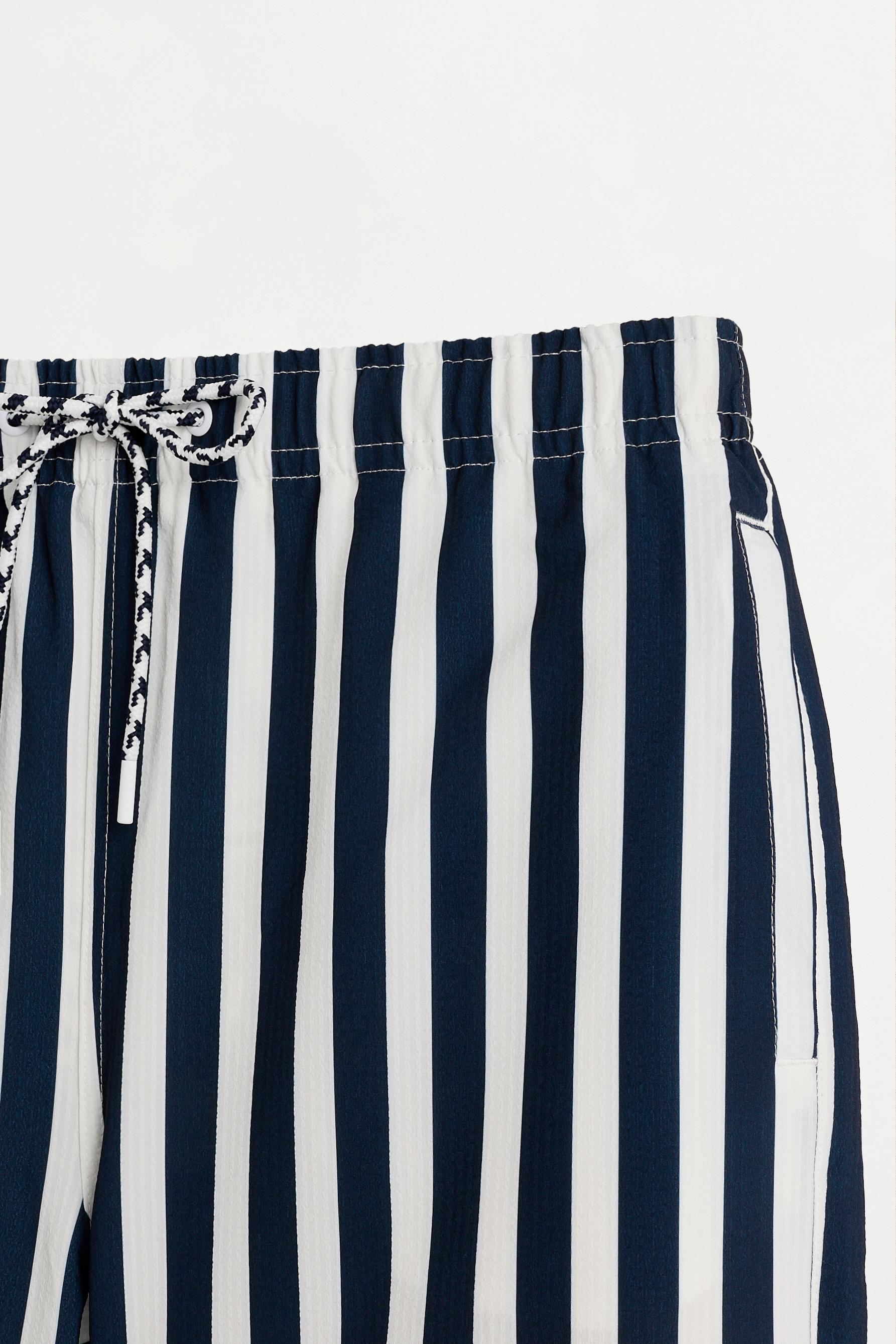 Long seersucker swim trunks — NAVY