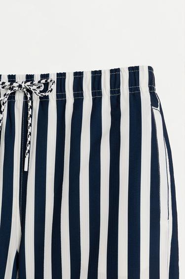 Long seersucker swim trunks — NAVY 7