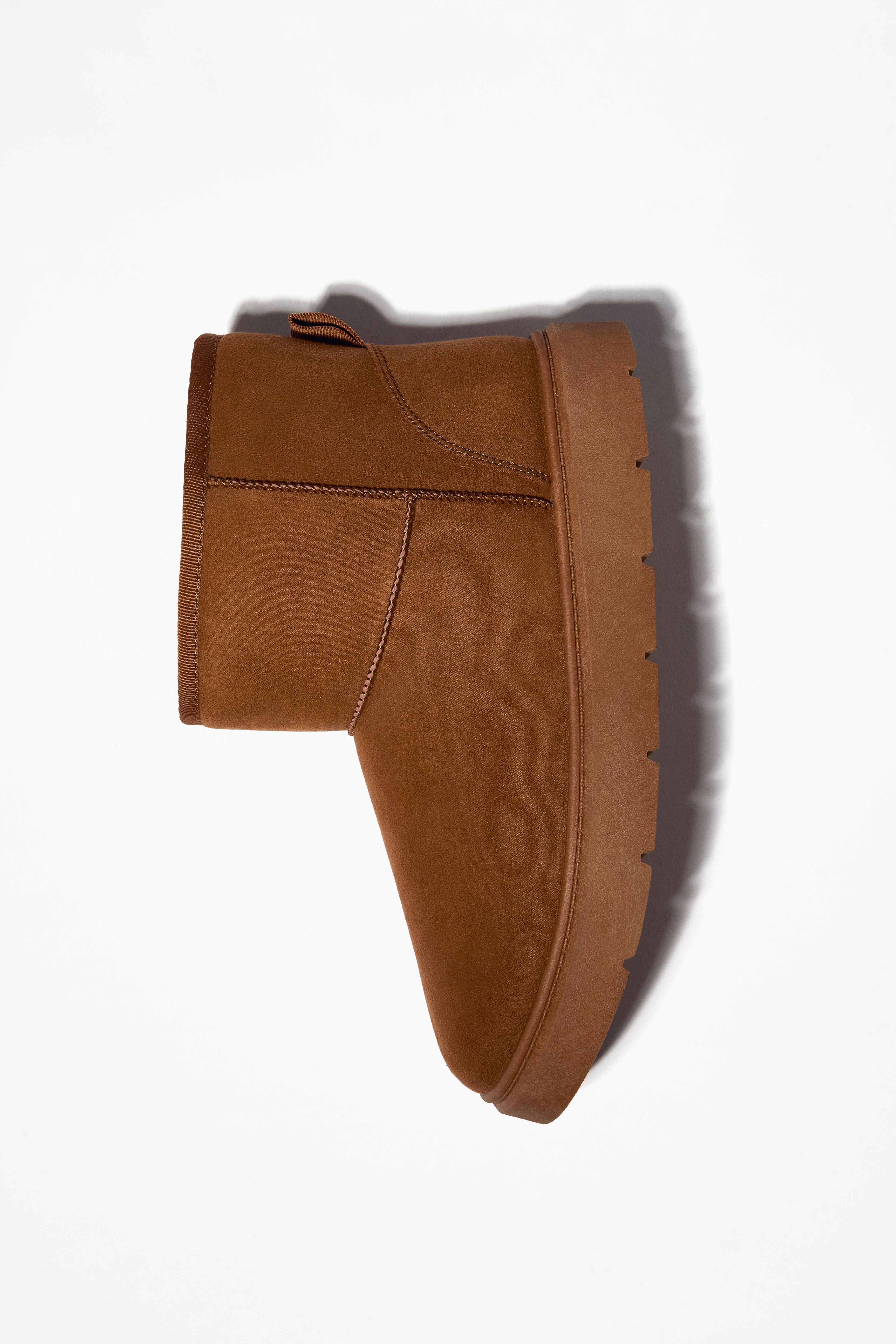 Flat fur ankle boots — LEATHER