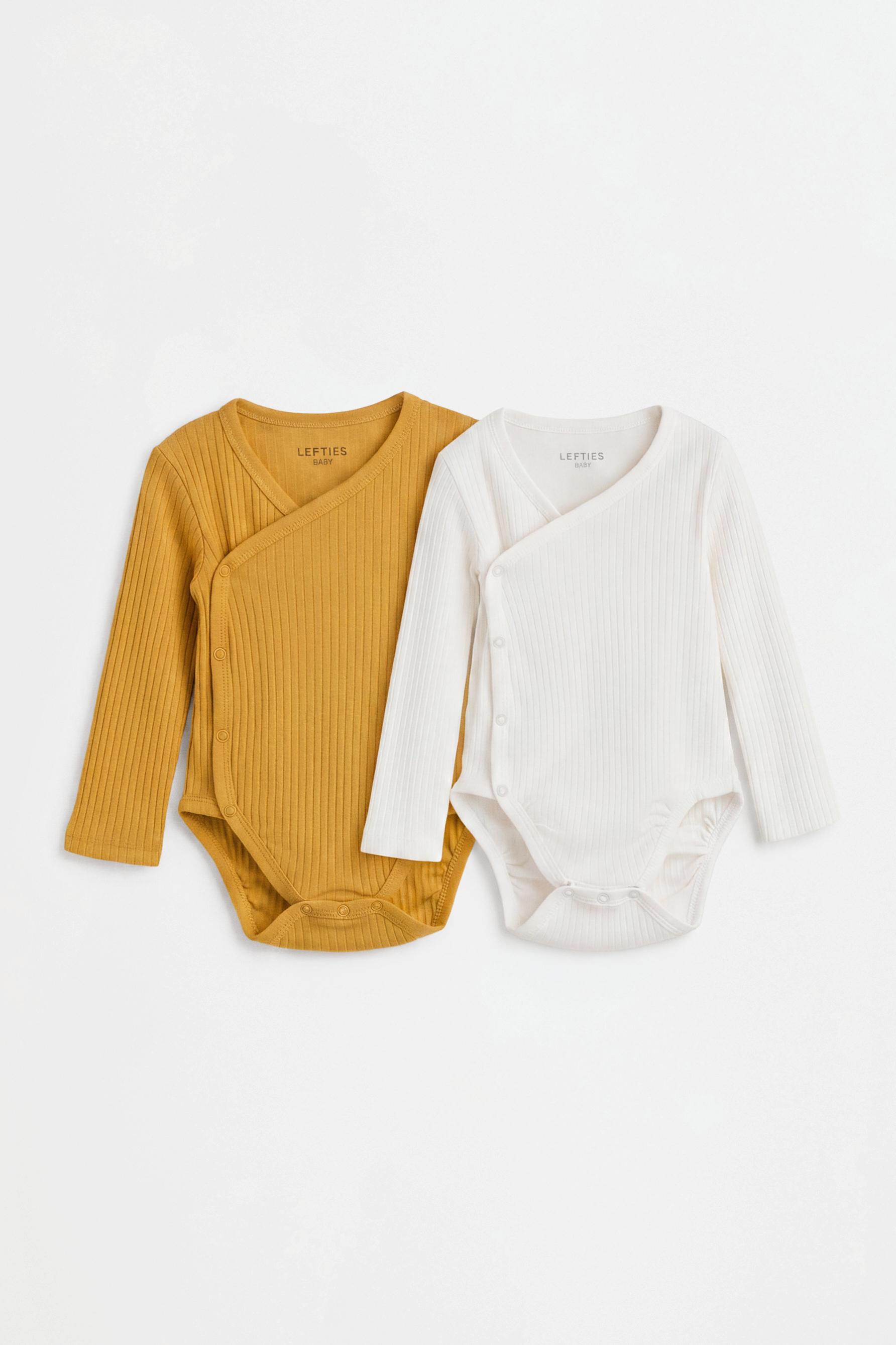 Pack of 2 ribbed kimono bodysuits — MUSTARD