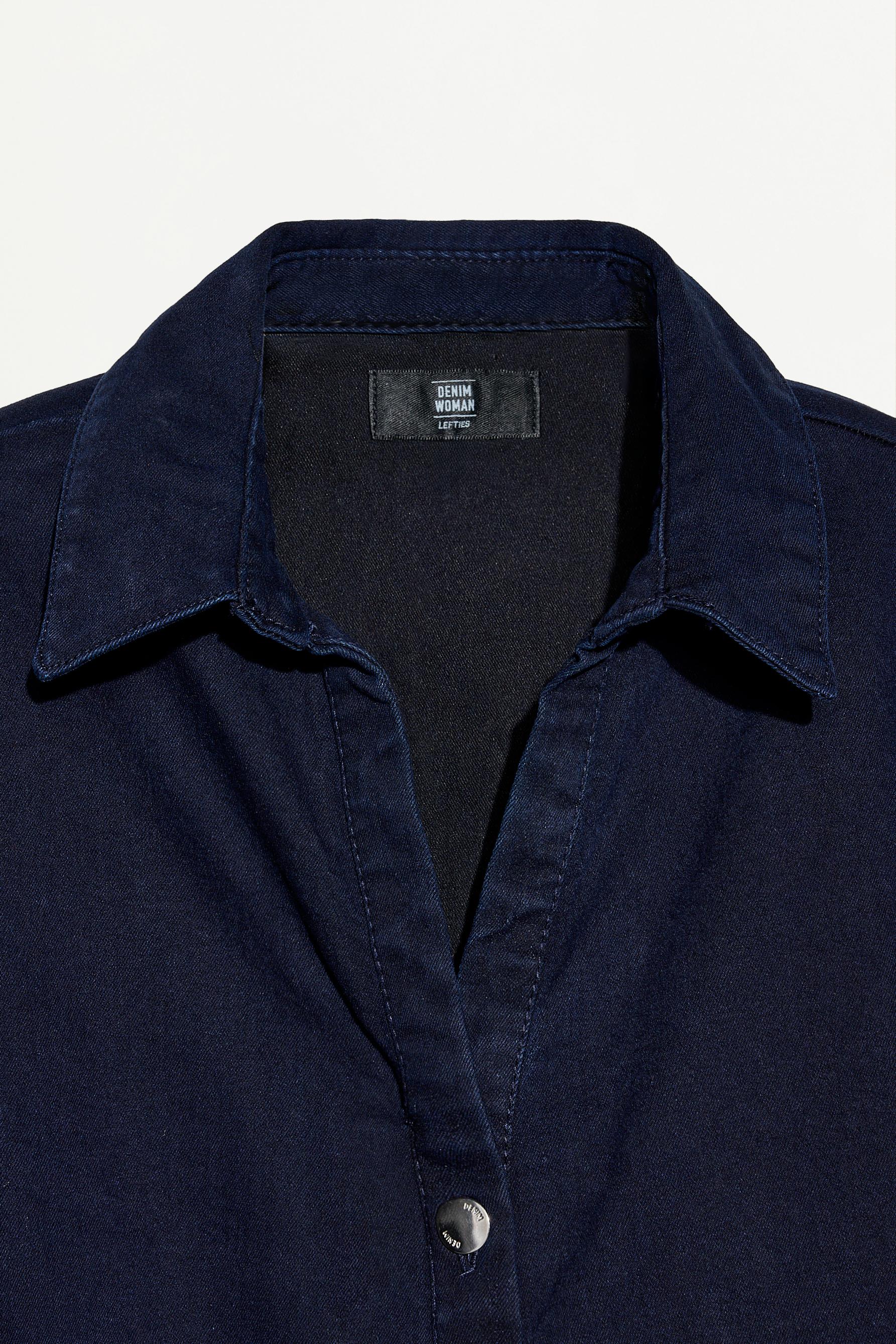 Denim midi button dress — BLUE