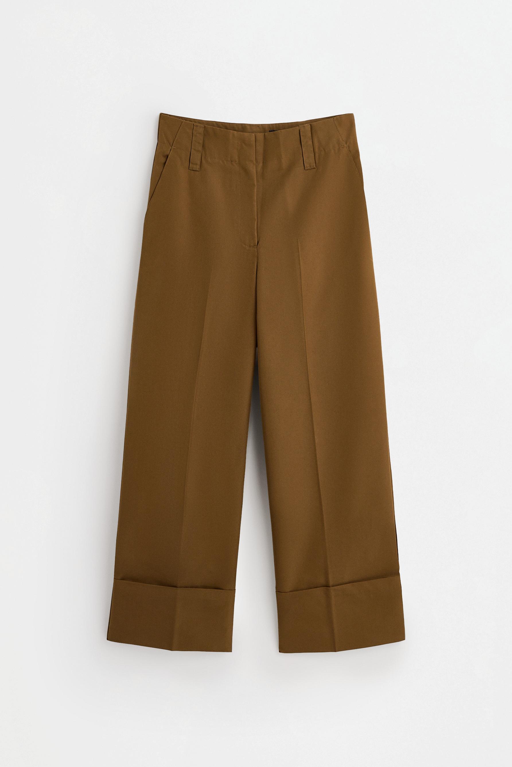 Straight-leg cuffed trousers — DARK KHAKI