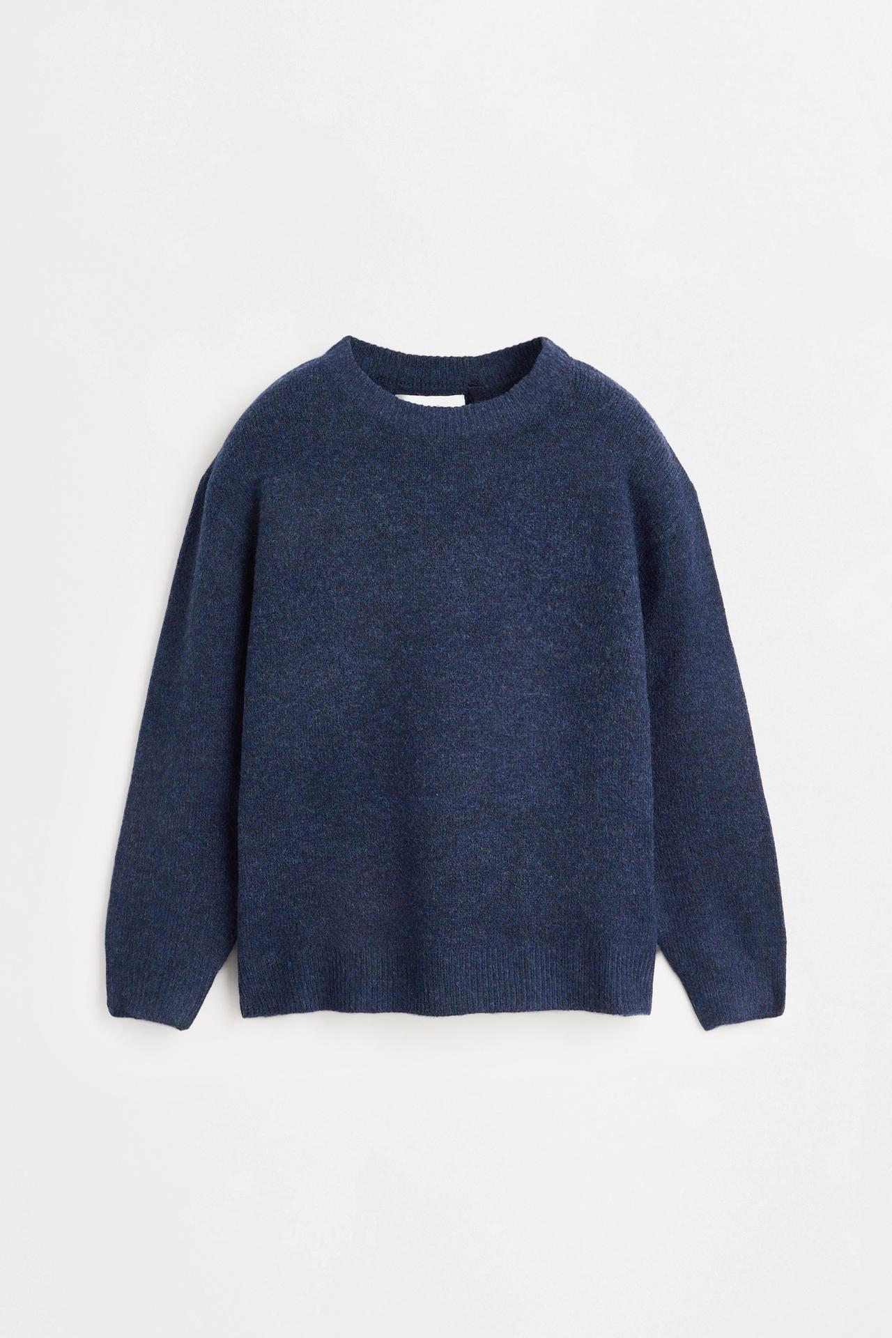Fluffy knit sweater — BLUE MARL