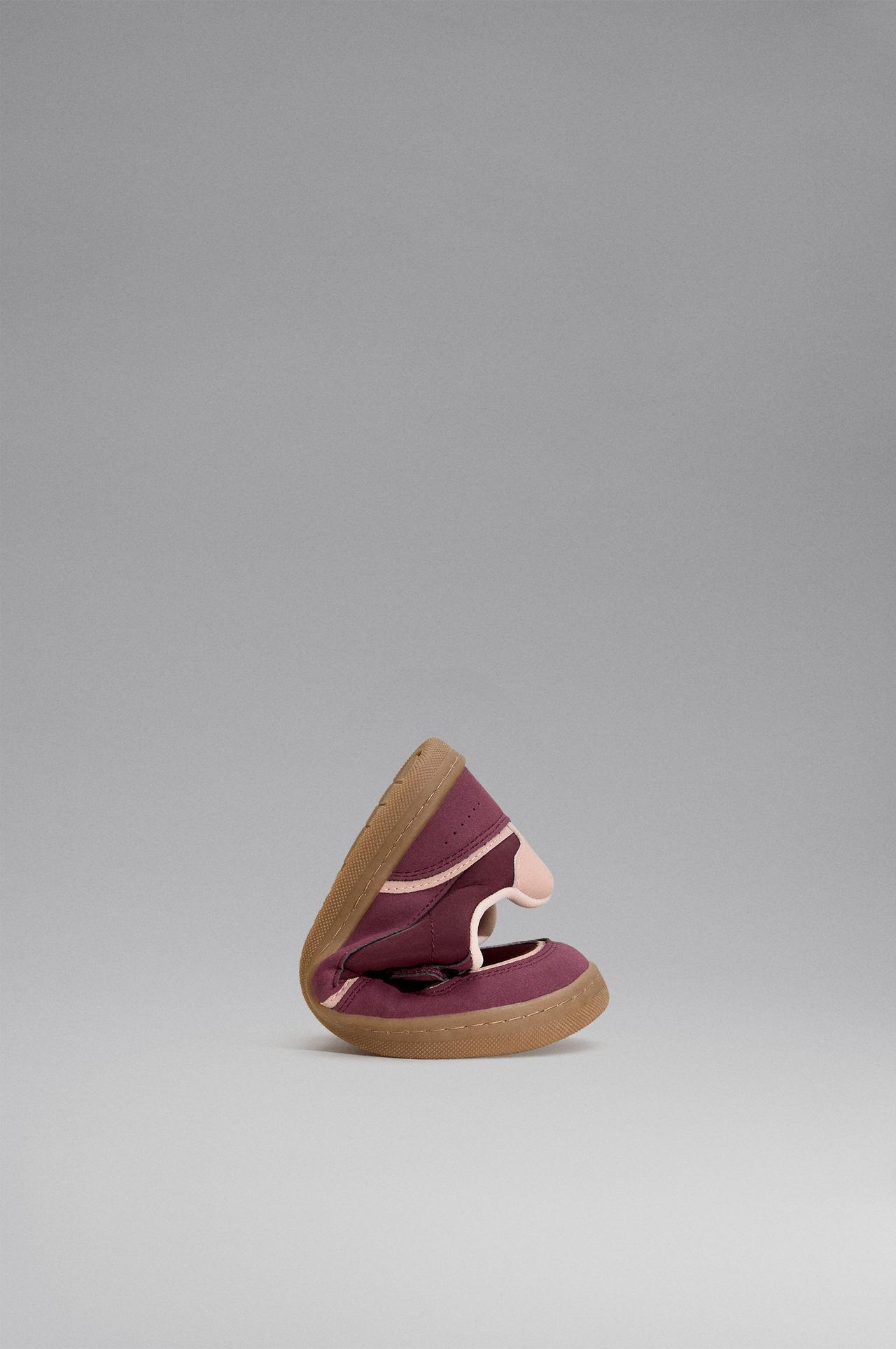 Barefoot Mixed-Material Sneakers — BURGUNDY