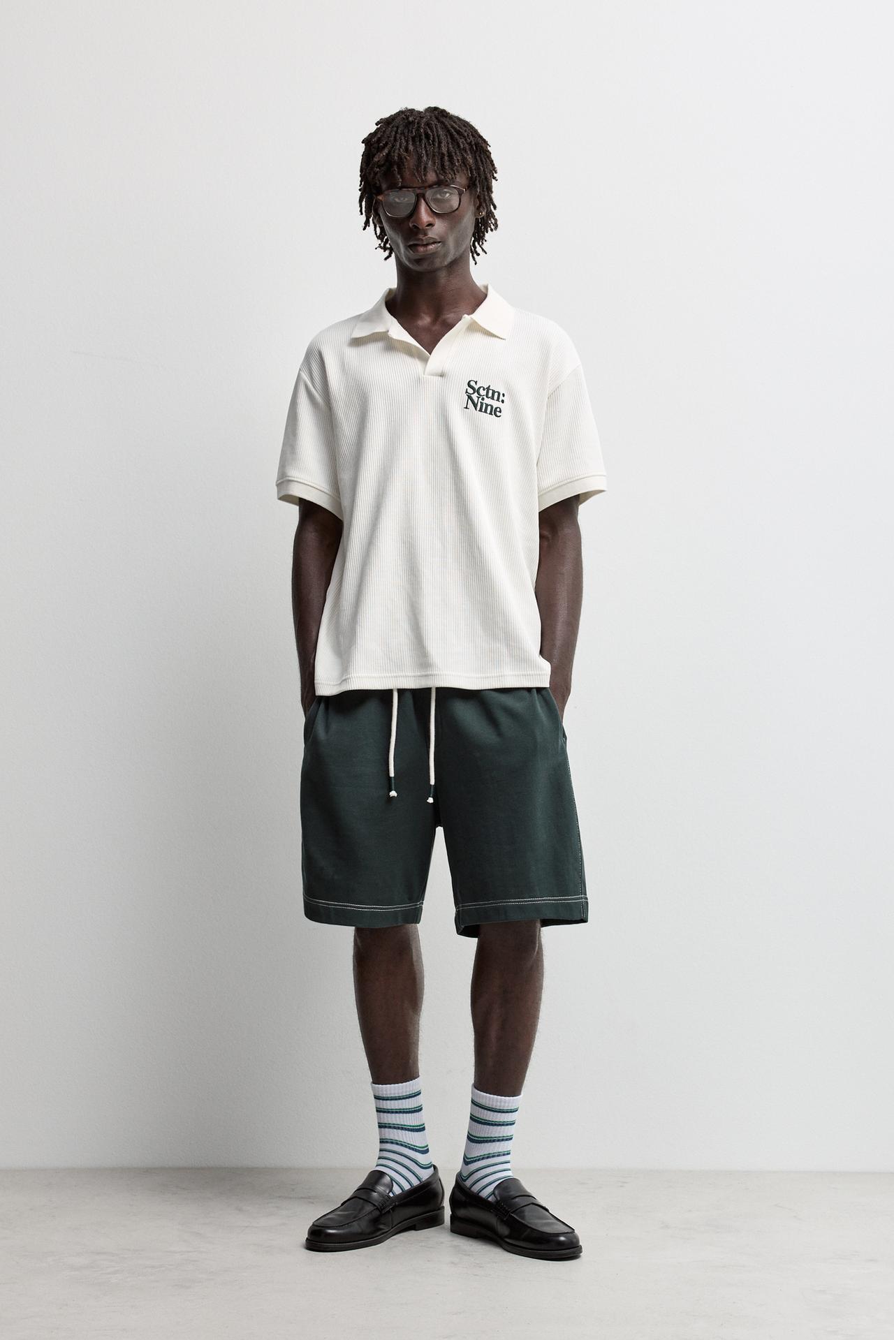 Ribbed embroidered polo shirt — OFF WHITE